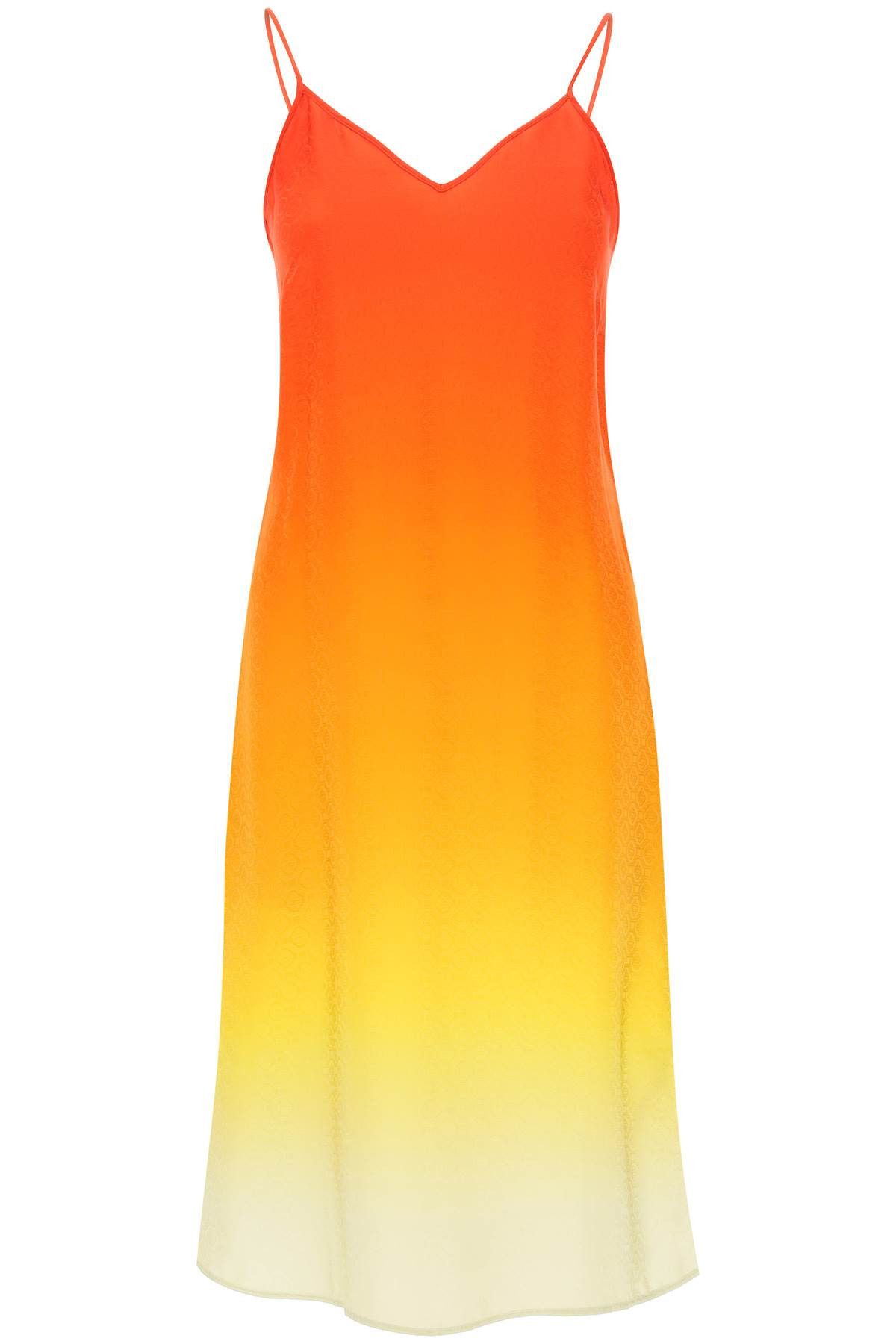 image of Casablanca Silk Satin Slip Dress With Gradient Effect in Sunset Gradient, Women's (Size Medium)