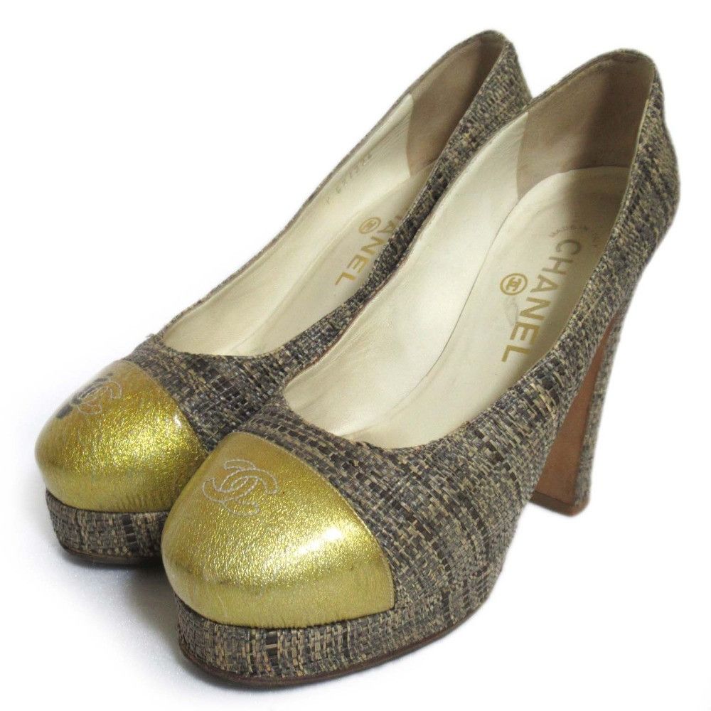 Chanel Chanel Chanel Coco Mark Tweed Platform Pumps Cotton Shoes G27226 DUTY FREE for USA Size ONE SIZE - 1 Thumbnail
