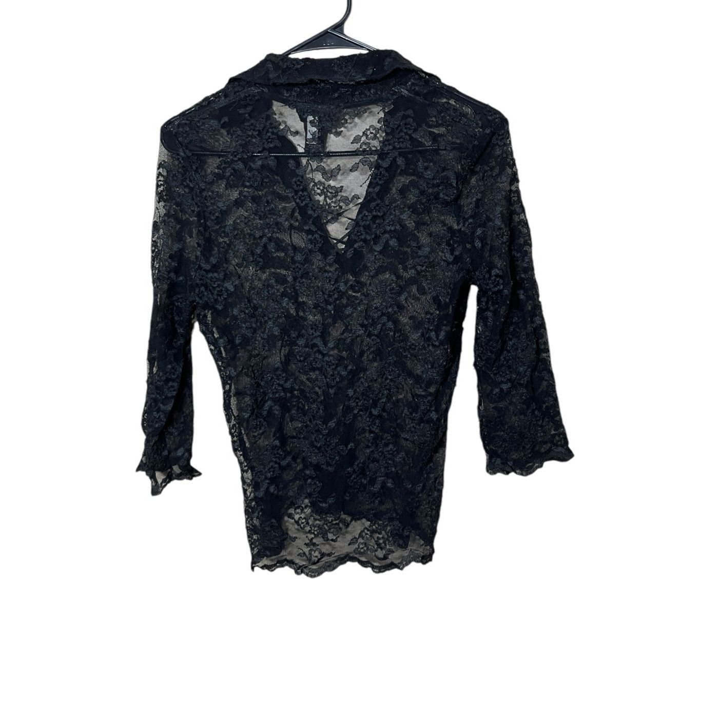 Express Express Y2K Black Lace Sheer Lace Up Top Size M Size M / US 6-8 / IT 42-44 - 7 Thumbnail