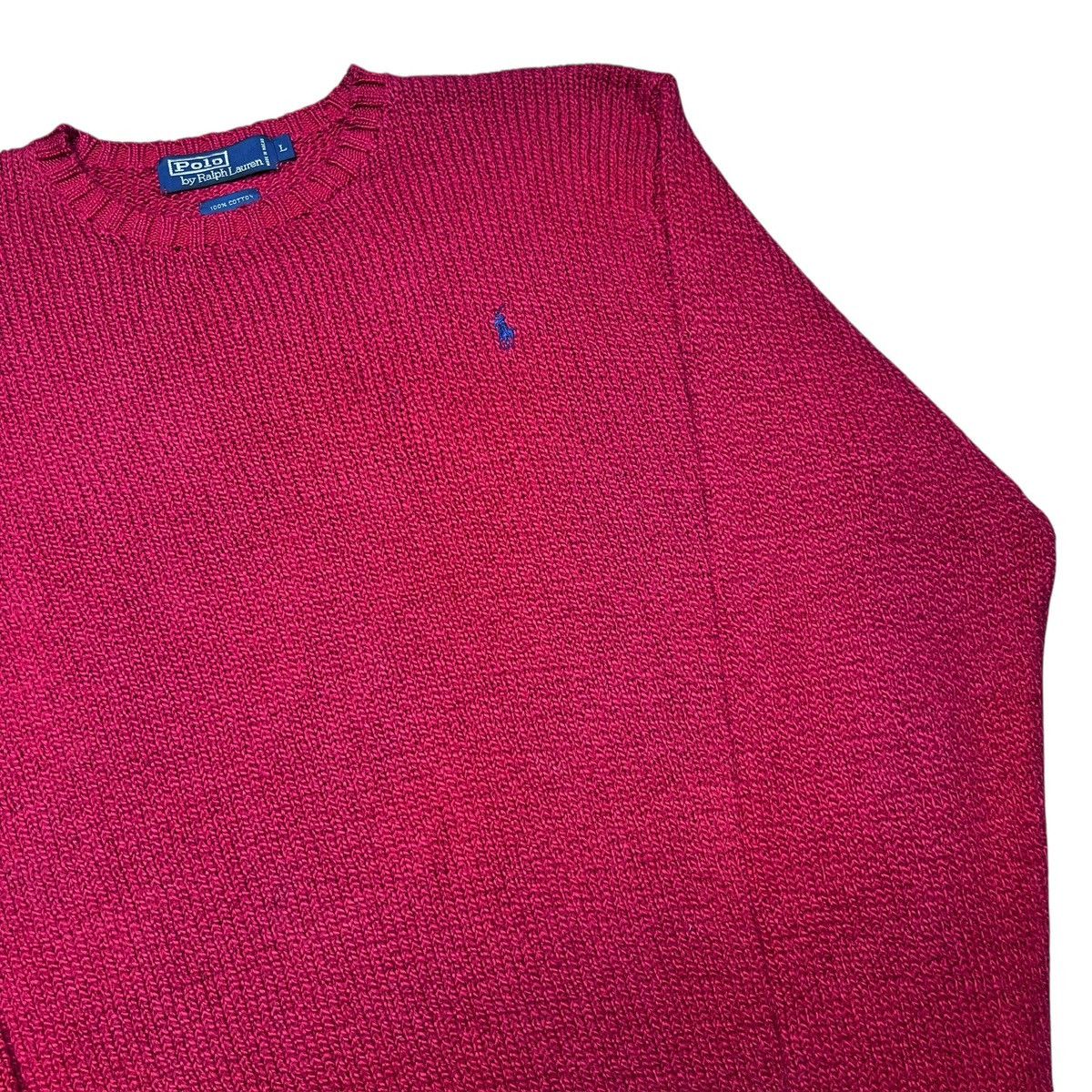 Polo Ralph Lauren Vintage Polo Ralph Lauren Red Cotton Knit Pullover Sweater Size US L / EU 52-54 / 3 - 16 Thumbnail