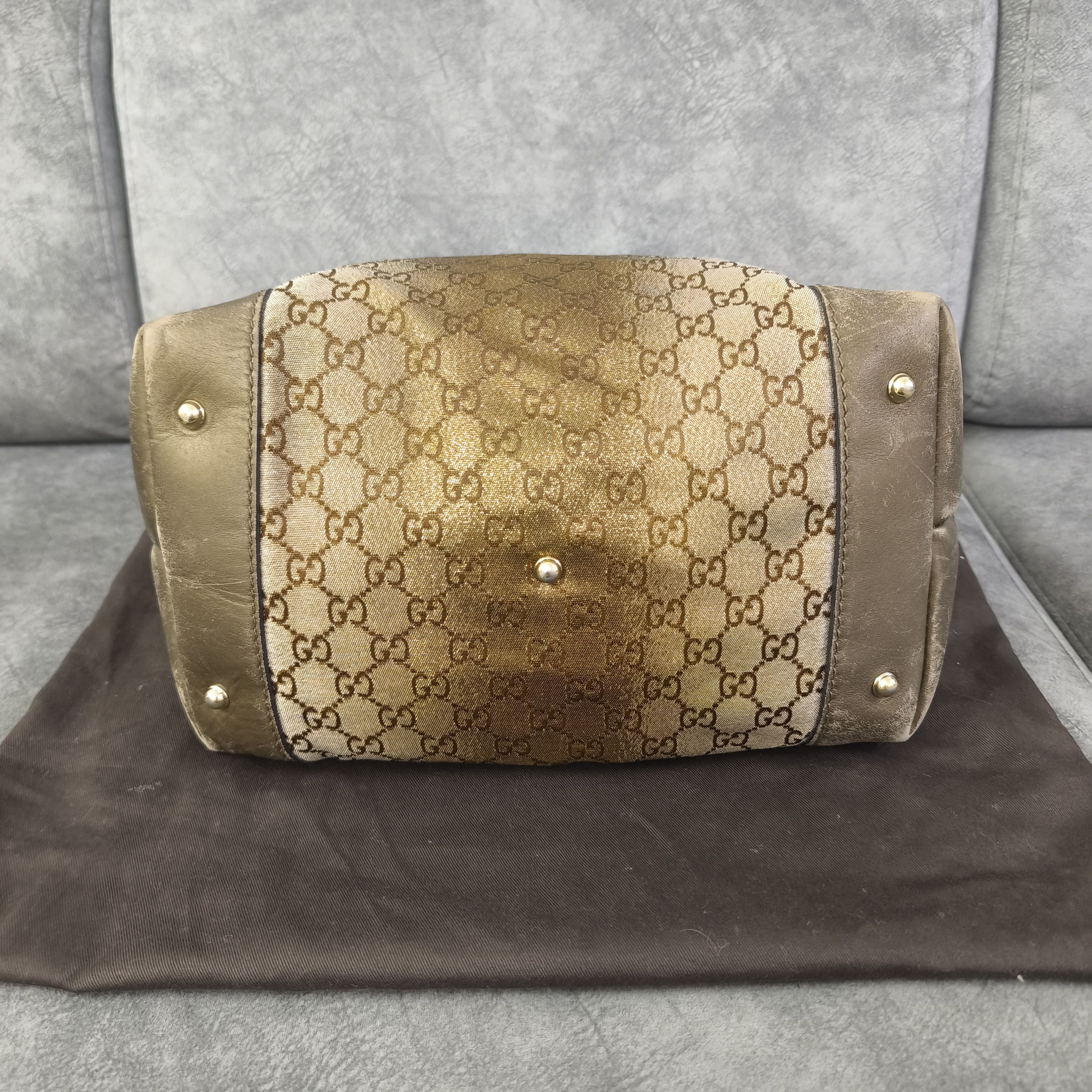 Gucci GUCCI Beige Metallic GG Canvas Heart-Bit Hobo Bag Size ONE SIZE - 8 Thumbnail