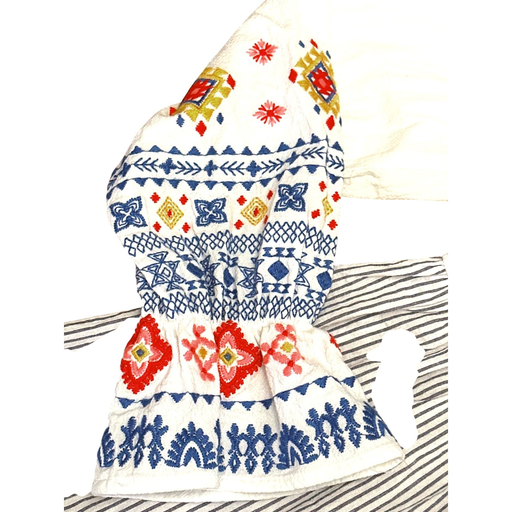 Other CCC Striped Bohemian Embroidered Long Sleeve Blouse V Neck P Size S / US 4 / IT 40 - 6 Thumbnail