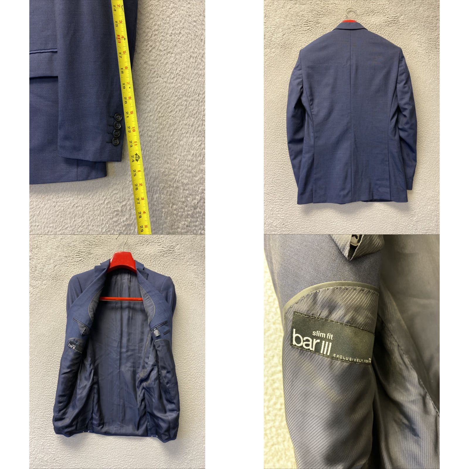 Bar III Bar III Men's Slim-Fit Wool Suit Jacket Blazer Blue 36R Pants 30x30 2 Piece Size 36R - 8 Thumbnail