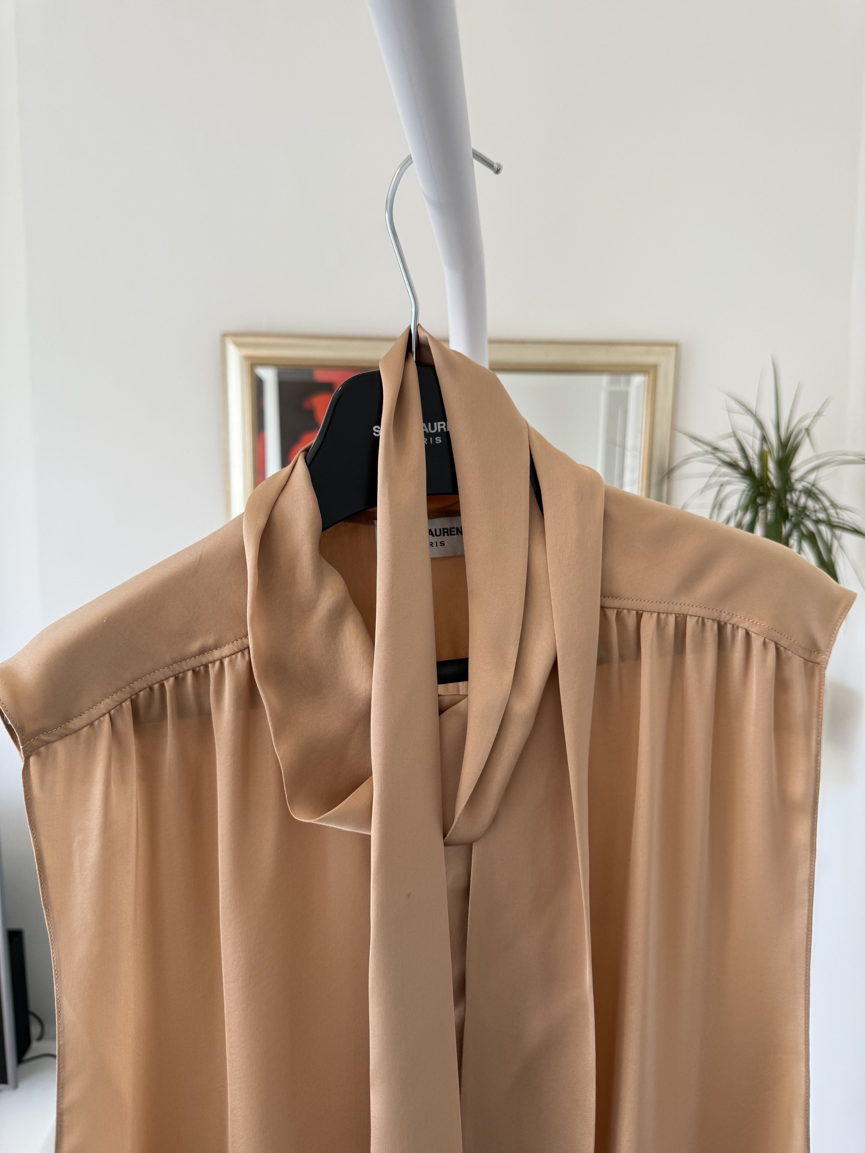 Saint Laurent Paris SS23 Saint Laurent Lavalliere-Neck Tunic Shirt in Silk Satin Size US S / EU 44-46 / 1 - 7 Thumbnail