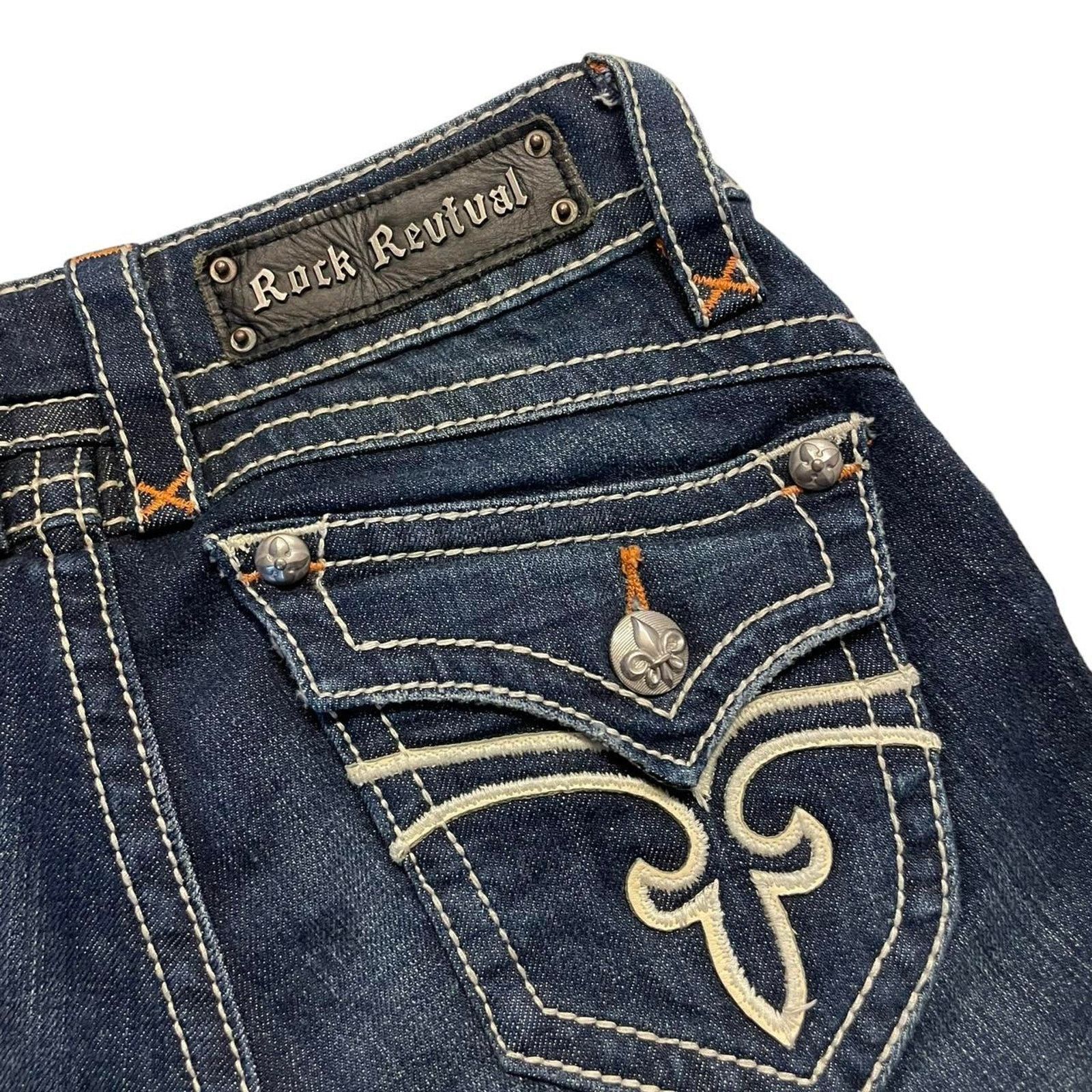 Rock Revival VTG Y2K Rock Revival bootcut jeans FLEUR DE LIS pockets 26 Size 26" / US 2 / IT 38 - 5 Thumbnail