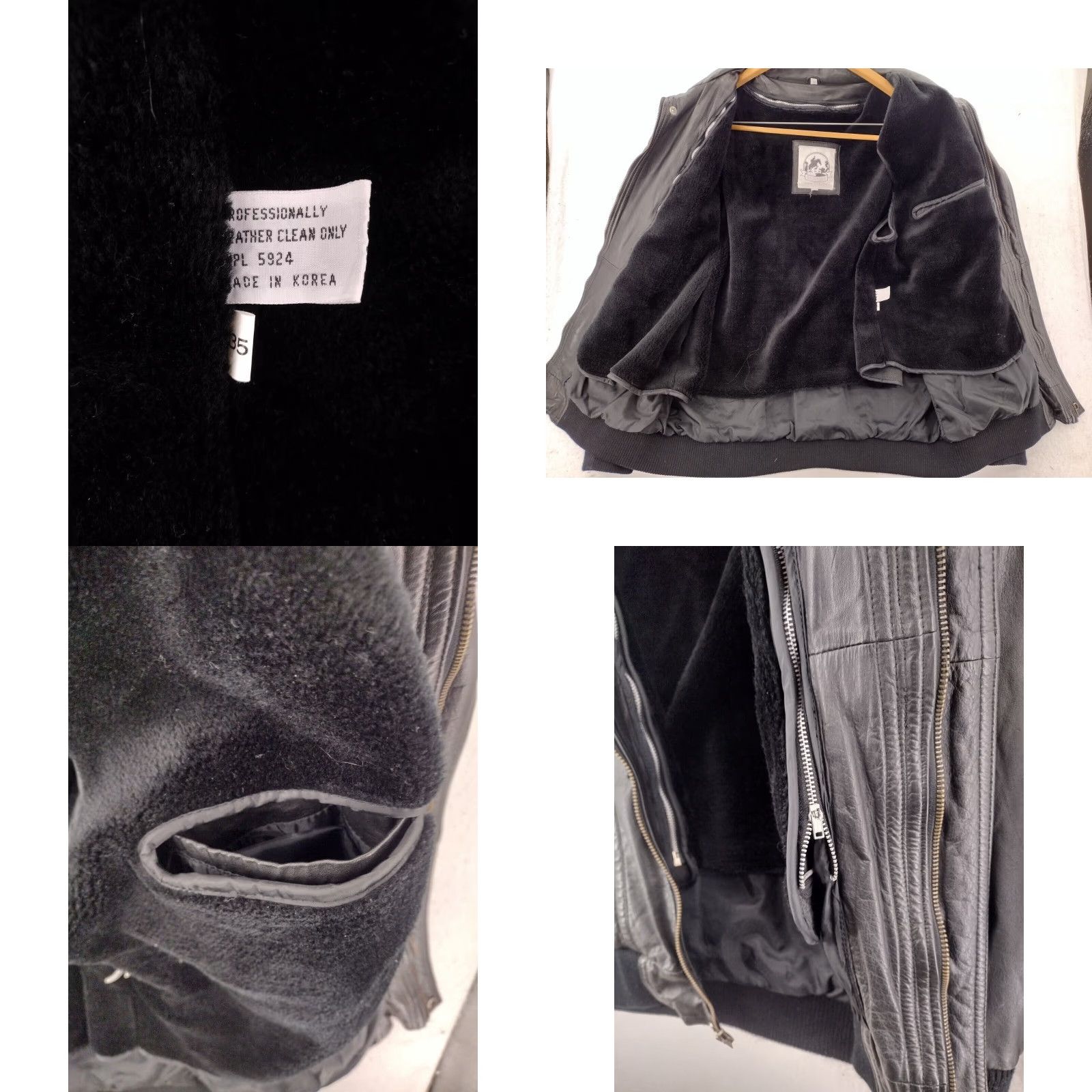 Vintage Vintage Saddlery Cooper Jacket Mens XLT Black Fleece Lined Coat Black Bomber Jacket Lined Leather Coat Size US XL / EU 56 / 4 - 8 Thumbnail
