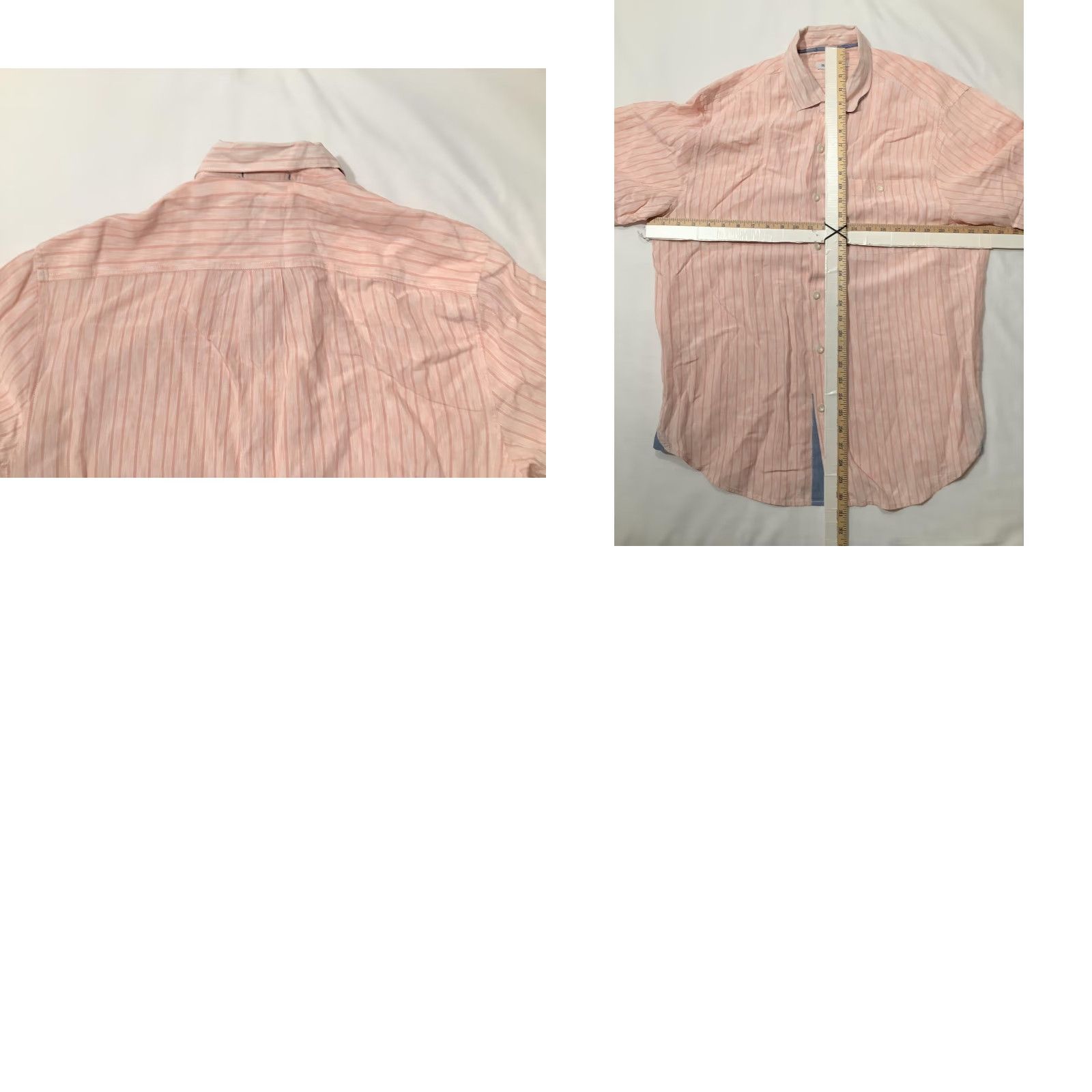 Tommy Bahama Tommy Bahama Shirt Mens Large Pink Stripe Short Sleeve Button Front Linen Casual Size US L / EU 52-54 / 3 - 8 Thumbnail