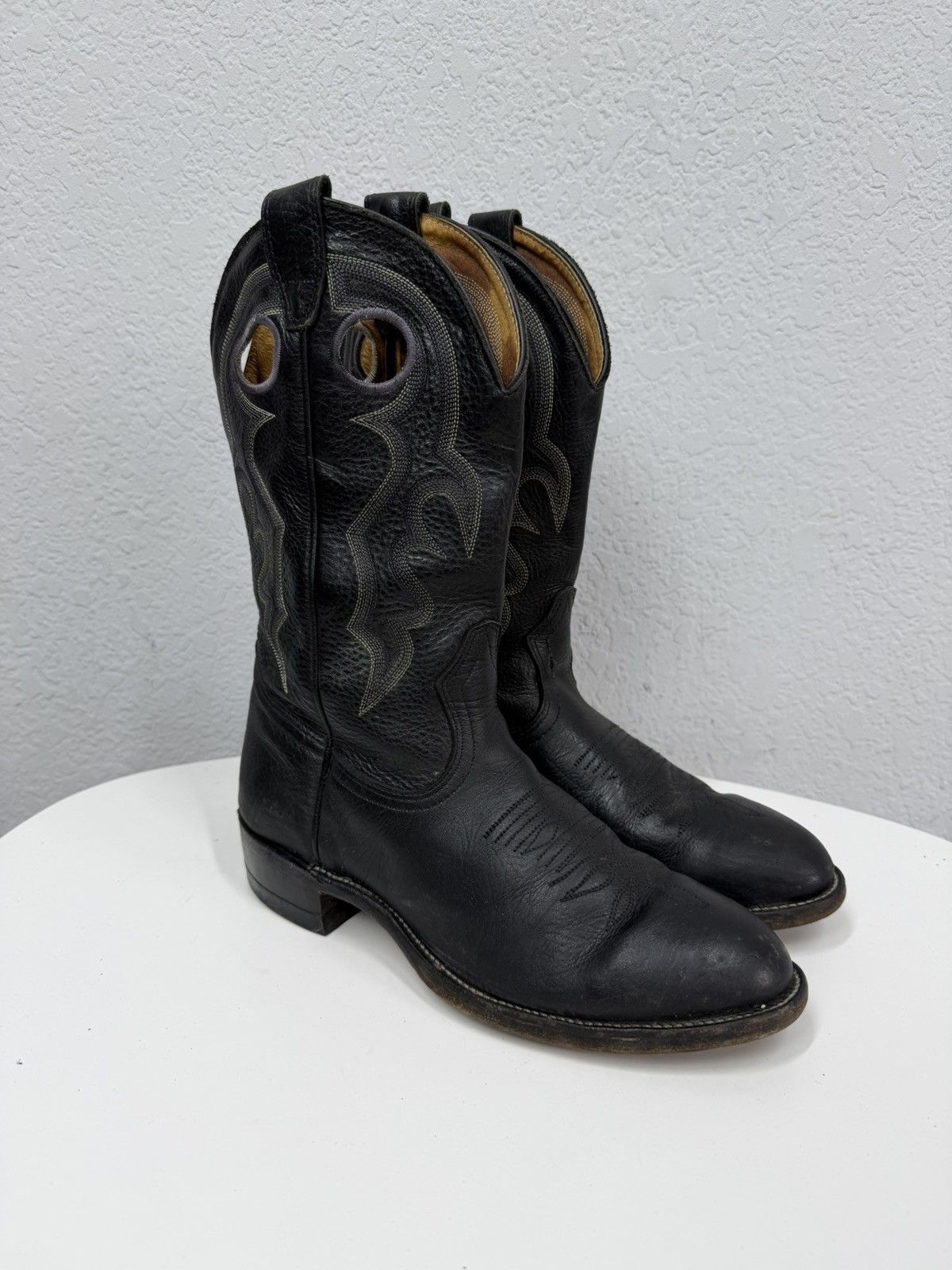 If Six Was Nine Vintage Y2K Black Leather Western Boots Guidi Cowboy Style Size US 8 / EU 41 - 7 Thumbnail