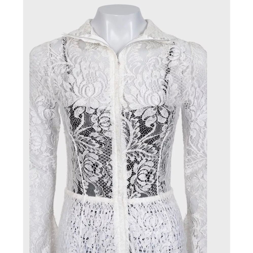 Dolce & Gabbana NWOT Dolce & Gabbana White Lace High Collar Dress IT40 S Size S / US 4 / IT 40 - 4 Thumbnail