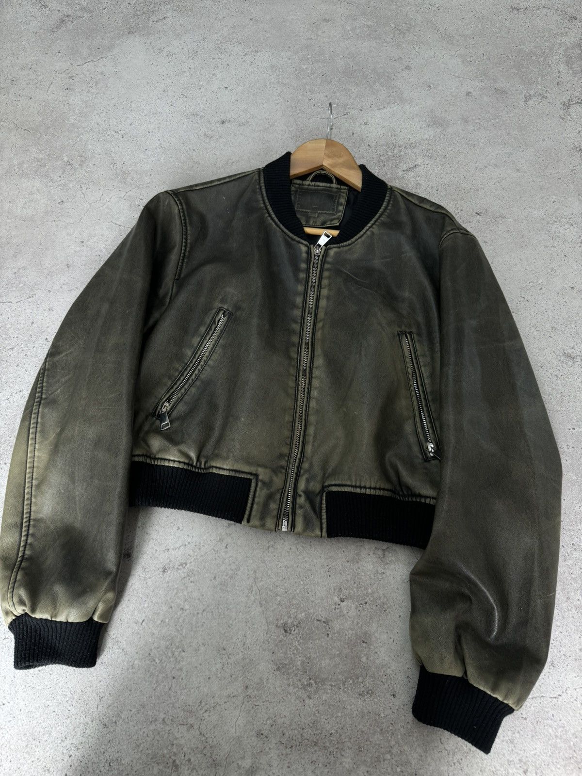 Japanese Brand Faded Cropped Balenciaga Style Leather Jacket Size US S / EU 44-46 / 1 - 5 Thumbnail