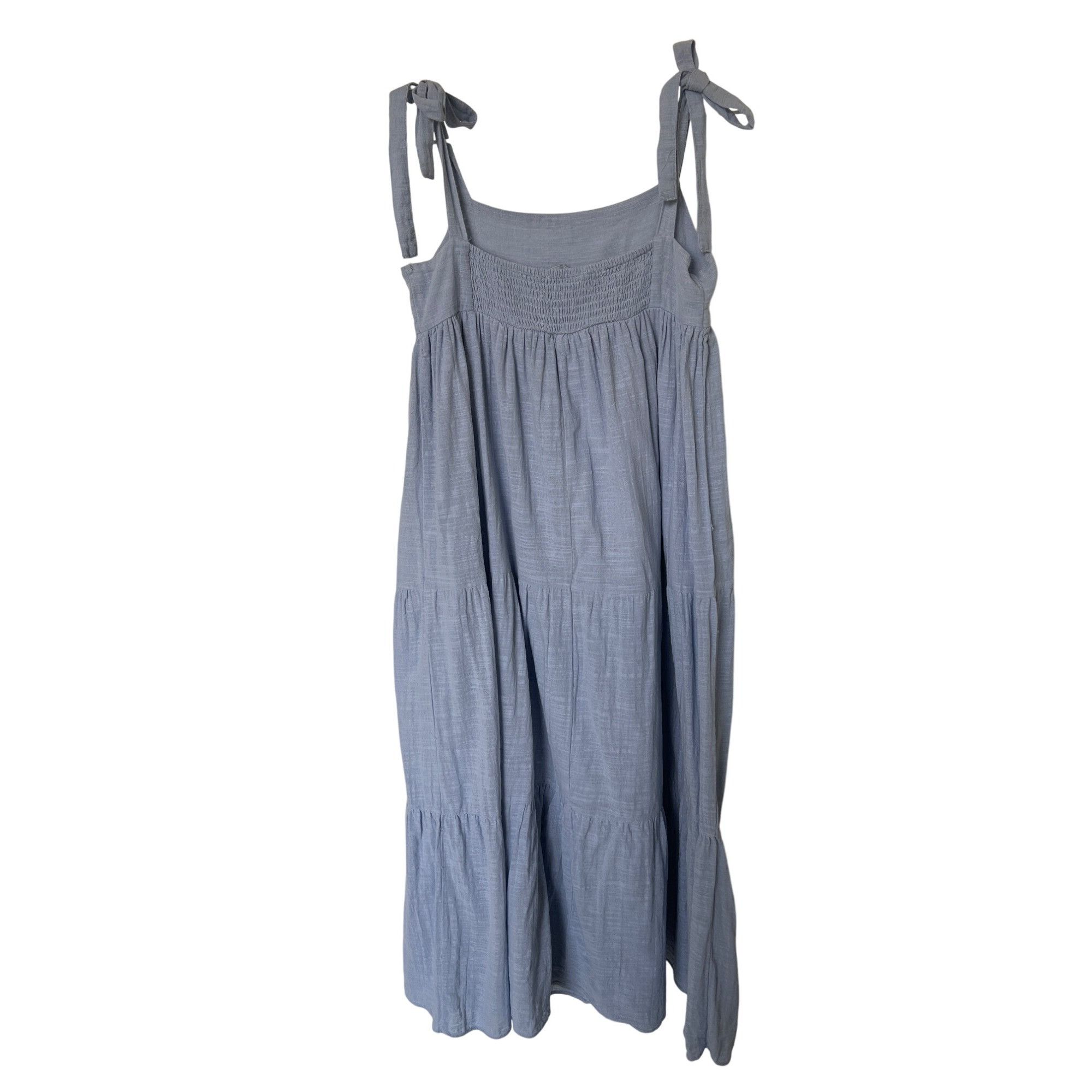 Zara Zara Blue Tie-Strap Tiered Maxi Dress With Smocked Back Size S / US 4 / IT 40 - 9 Thumbnail