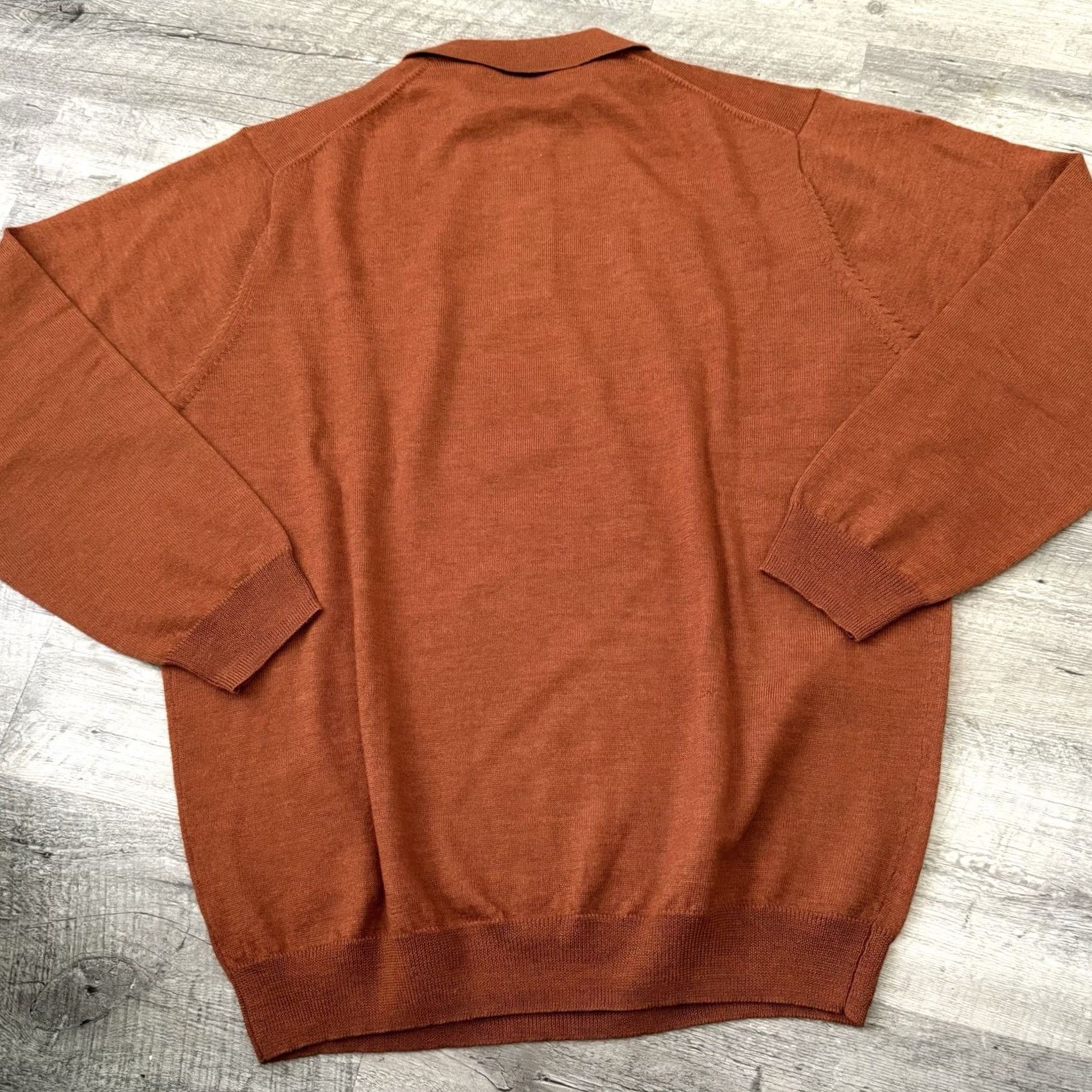Jos. A. Bank Jos A Bank Polo Sweater Mens Large Rust 100% Merino Wool Signature Knit Light Size US L / EU 52-54 / 3 - 5 Thumbnail