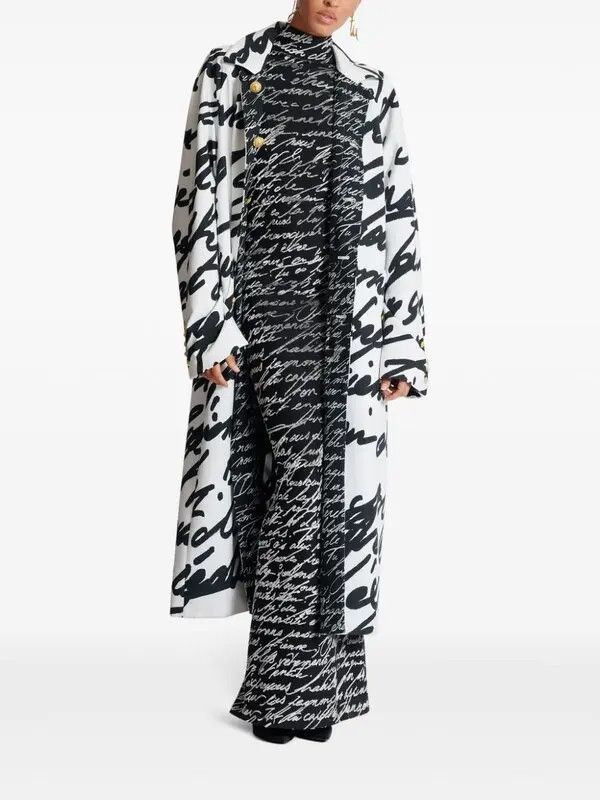 Balmain o1s1wg111225 Love Letter Reversible Coat in Black/White Size S / US 4 / IT 40 - 4 Thumbnail