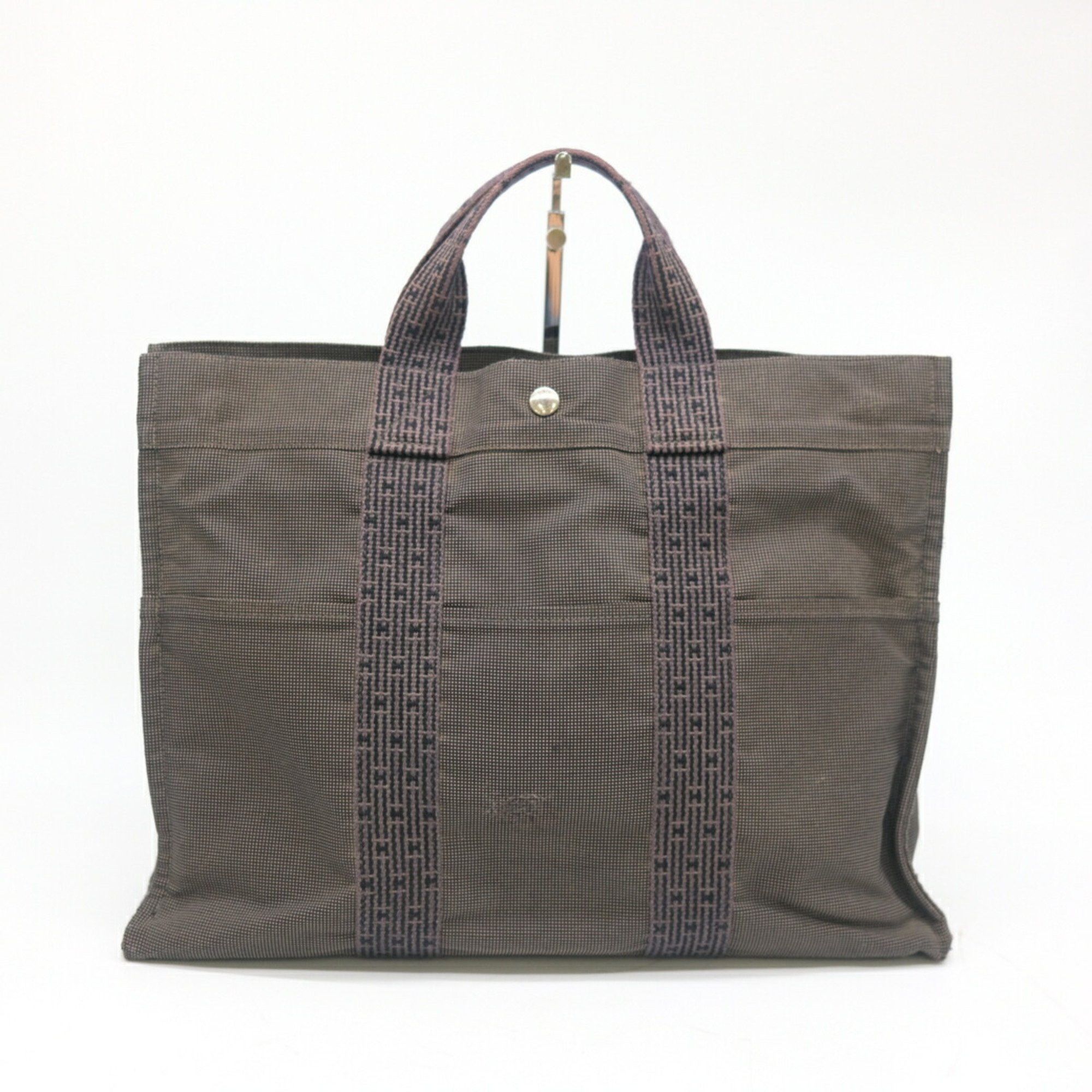 image of Hermes Air Line Tote Bag Mm Handbag Grey Nylon Canvas, Women's