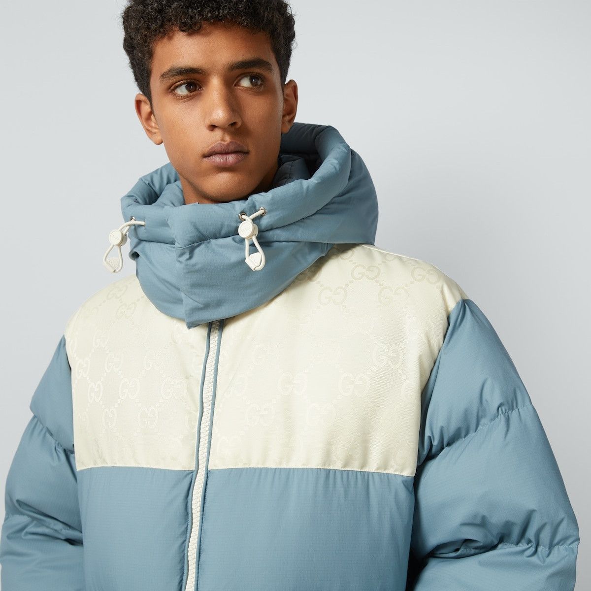 Gucci o1w1db10525 Nylon Down Jacket With GG Inserts' in Blue/White Size US L / EU 52-54 / 3 - 3 Thumbnail