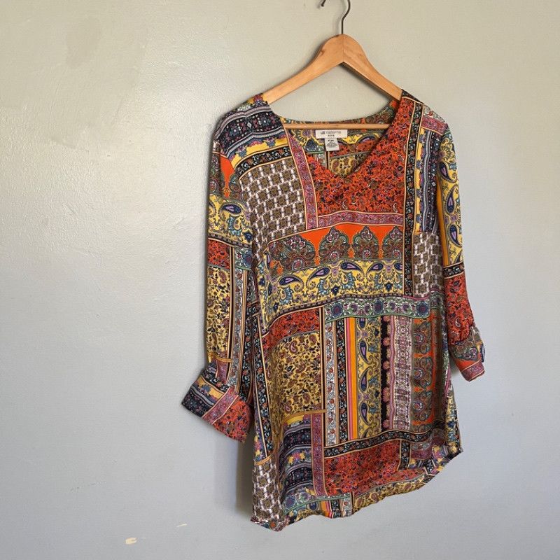 Designer Liz Claiborne Multicolor Tunic Top Size XL / US 12-14 / IT 48-50 - 2 Thumbnail