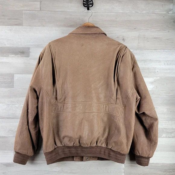 Roundtree & Yorke × Vintage Vintage Roundtree & York Brown Leather Flight Bomber Jacket Size US L / EU 52-54 / 3 - 6 Thumbnail