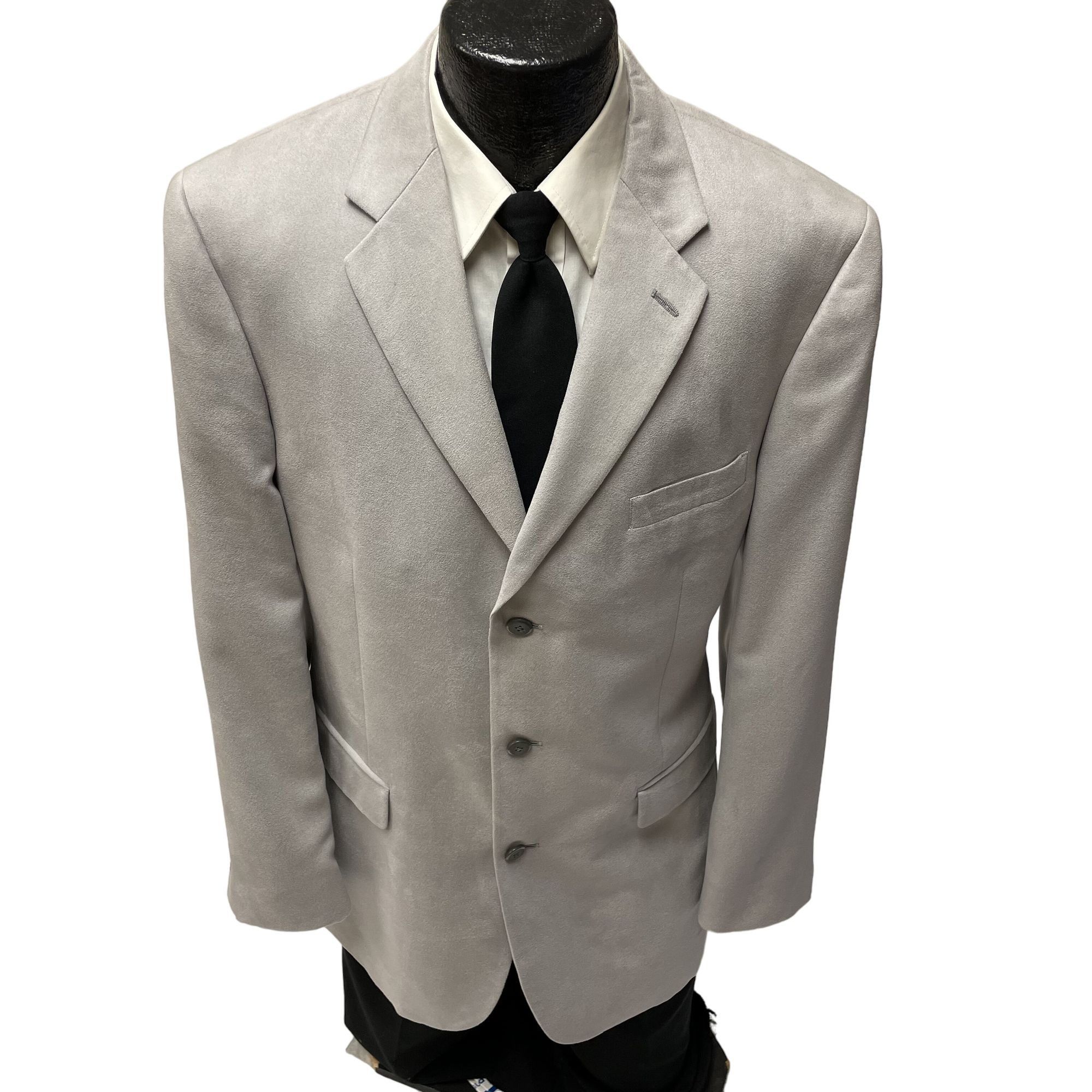 Stafford Stafford SILVER Gray Sport Coat MICROFIBER 3 btn Jacket Size 42L - 1 Thumbnail