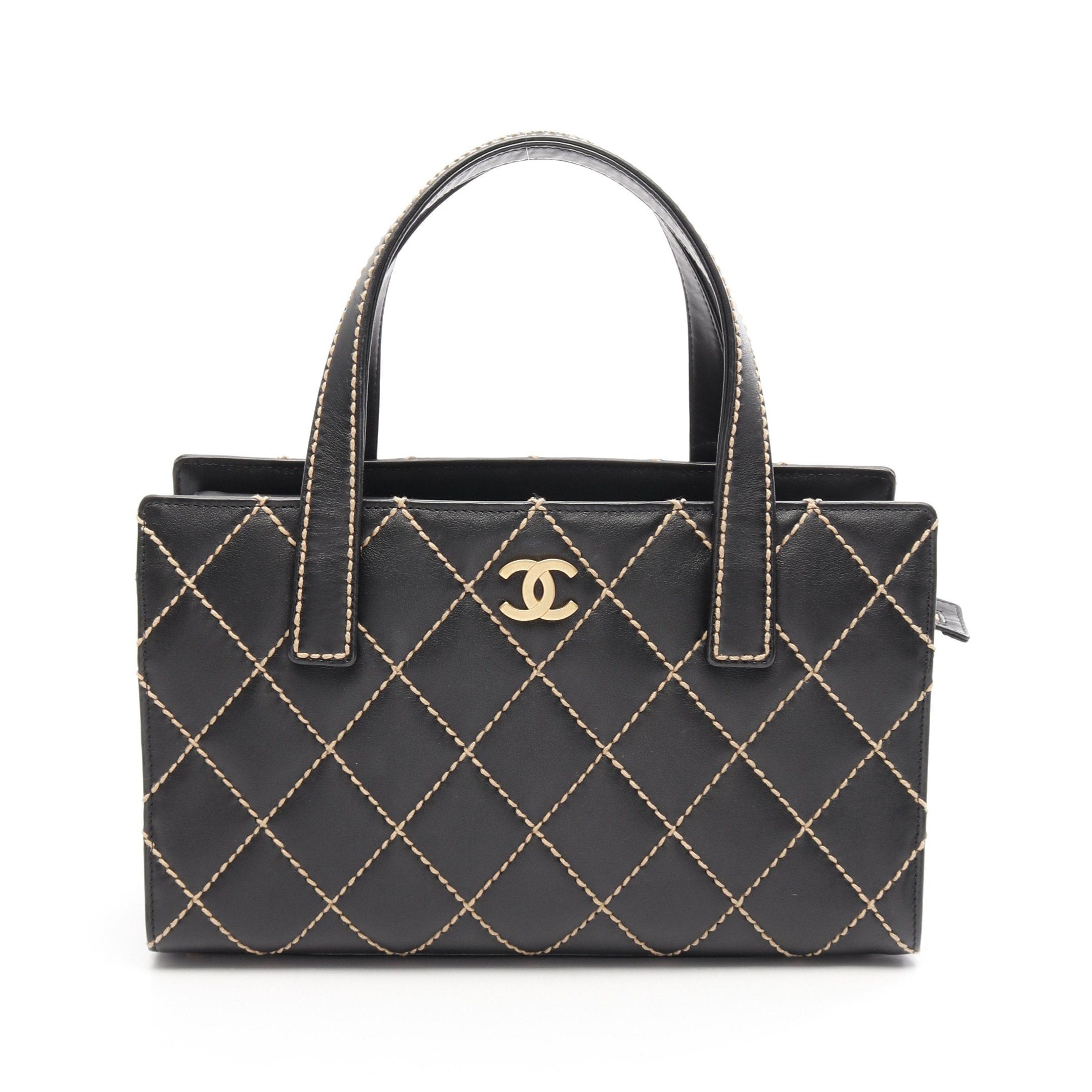 Chanel Chanel Wild Stitch Handbag Tote Bag Leather Black Gold Hardware Size ONE SIZE - 1 Thumbnail
