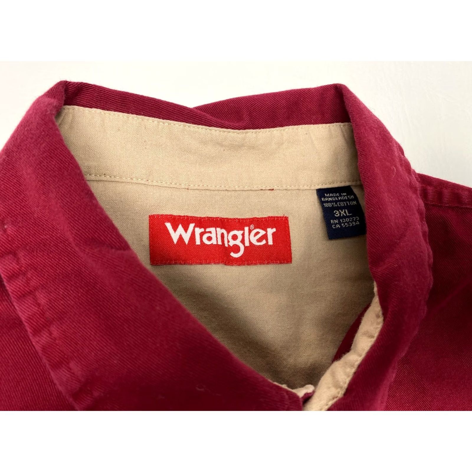 Wrangler Wrangler Shirt Mens 3XL Red Casual Long Sleeve Button-Up Cotton 7674 Size US XXL / EU 58 / 5 - 6 Thumbnail