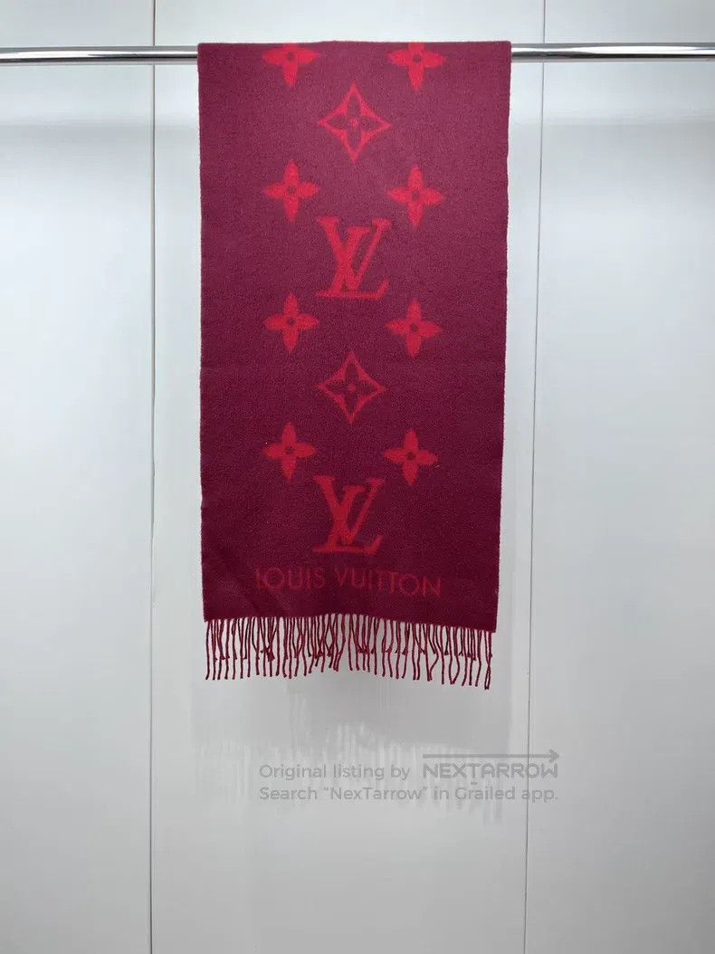 Louis Vuitton Louis Vuitton Red presbyopic cashmere fringe scarf Size ONE SIZE - 1 Thumbnail