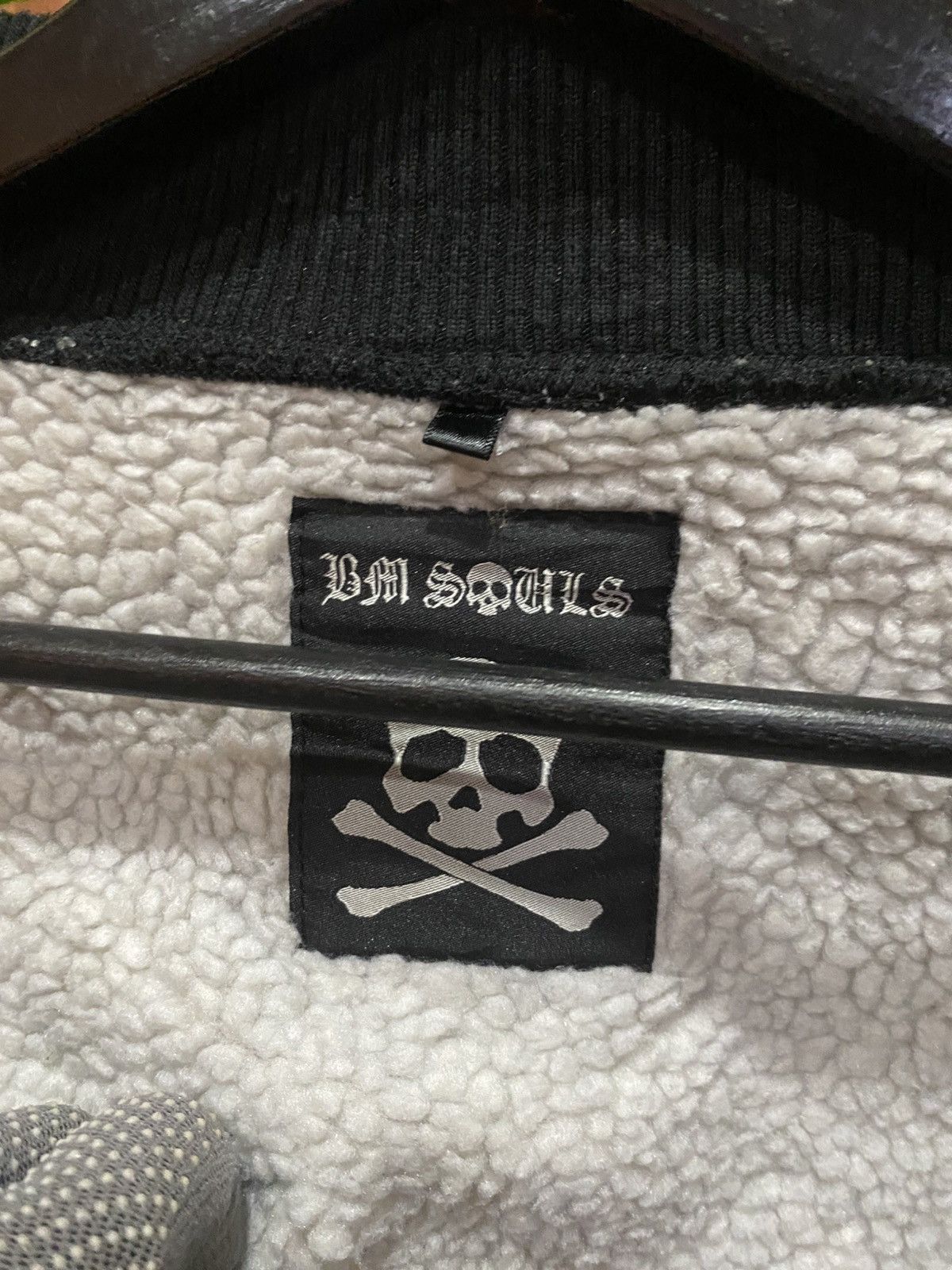 Japanese Brand BM SOULS Black Varsity Skull Jacket Sherpa Streetwear Punk Size US L / EU 52-54 / 3 - 8 Thumbnail