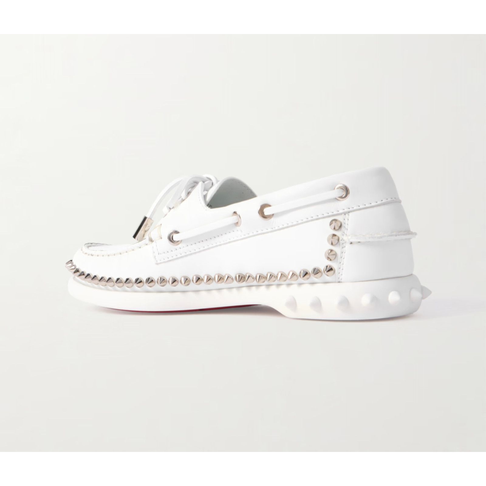 Christian Louboutin Christian Louboutin Gerockel Donna Flat White Leather Boat Size US 7.5 / IT 37.5 - 12 Thumbnail