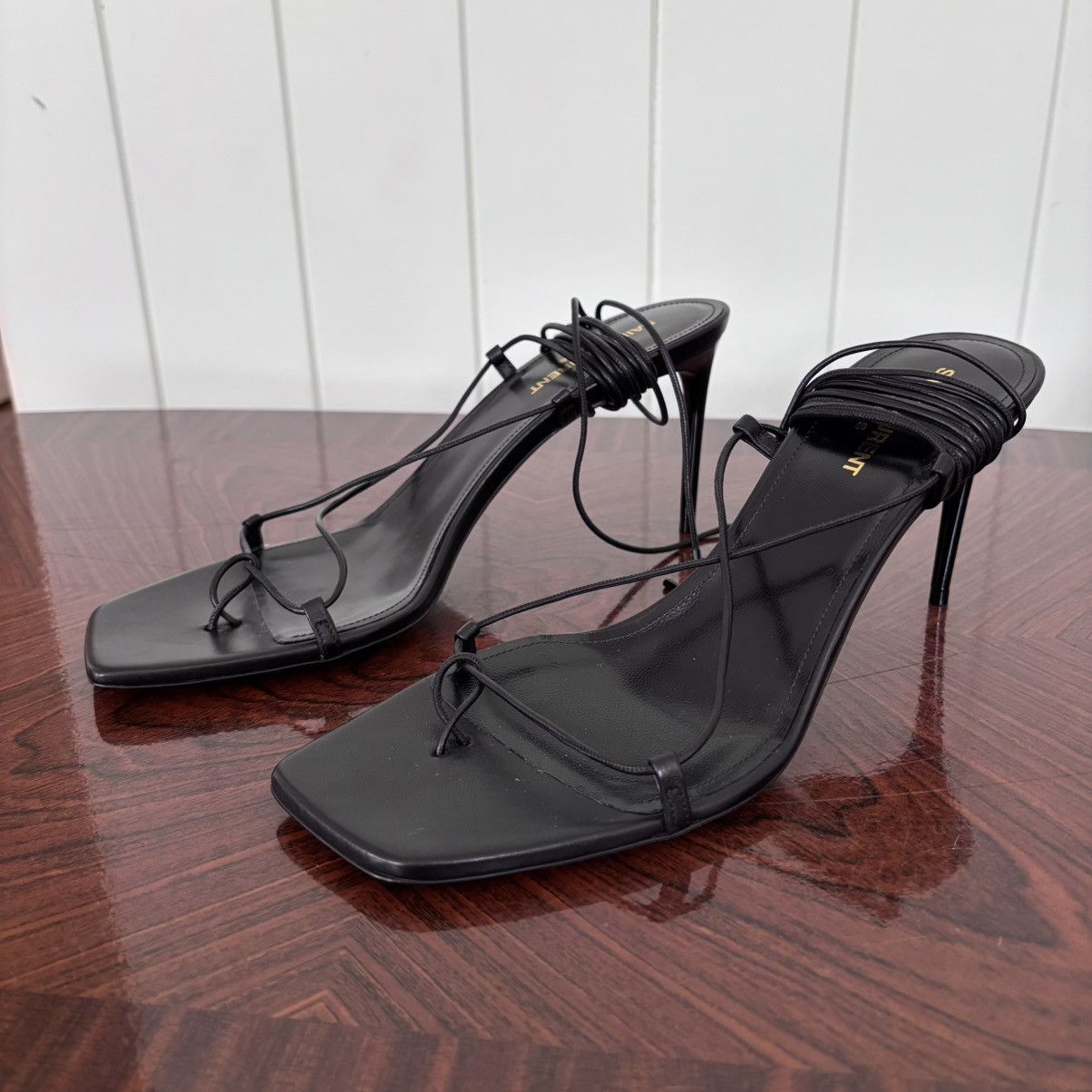 Saint Laurent Paris New SAINT LAURENT Minimalist Black Leather Sandal Heels Size US 11.5 / IT 41.5 - 6 Thumbnail