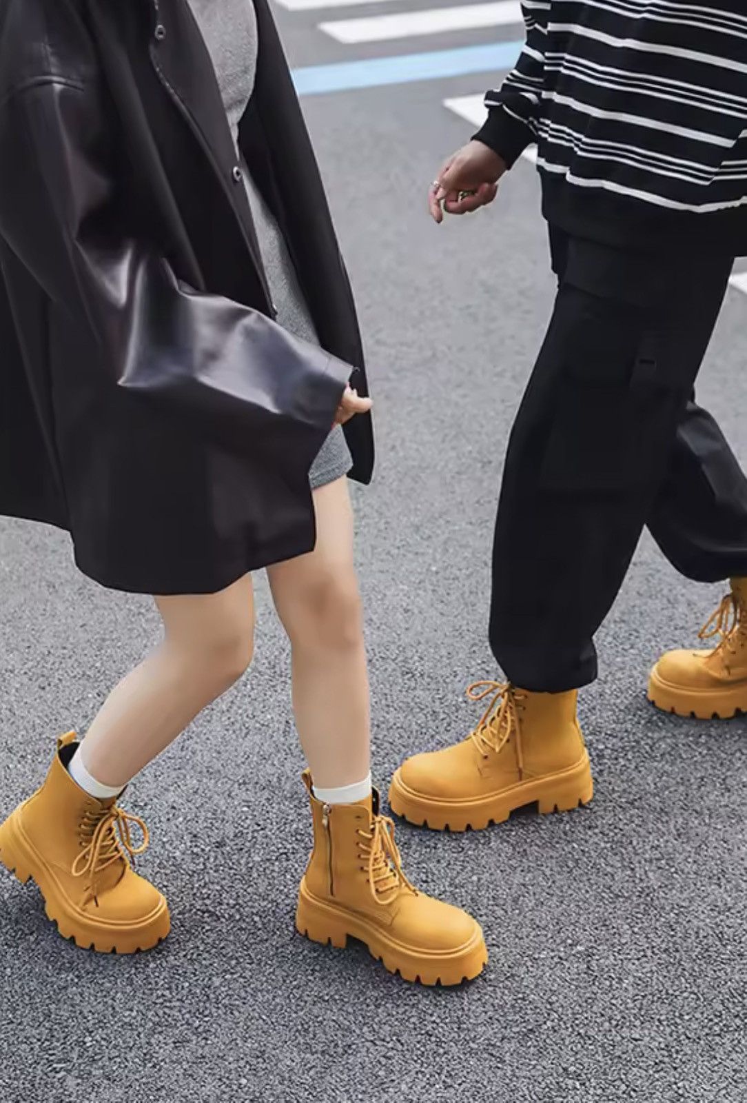 Japanese Brand Chunky Platform Split Leather Combat Boots ( Size 6-13 ) Size US 11.5 / EU 44-45 - 3 Thumbnail