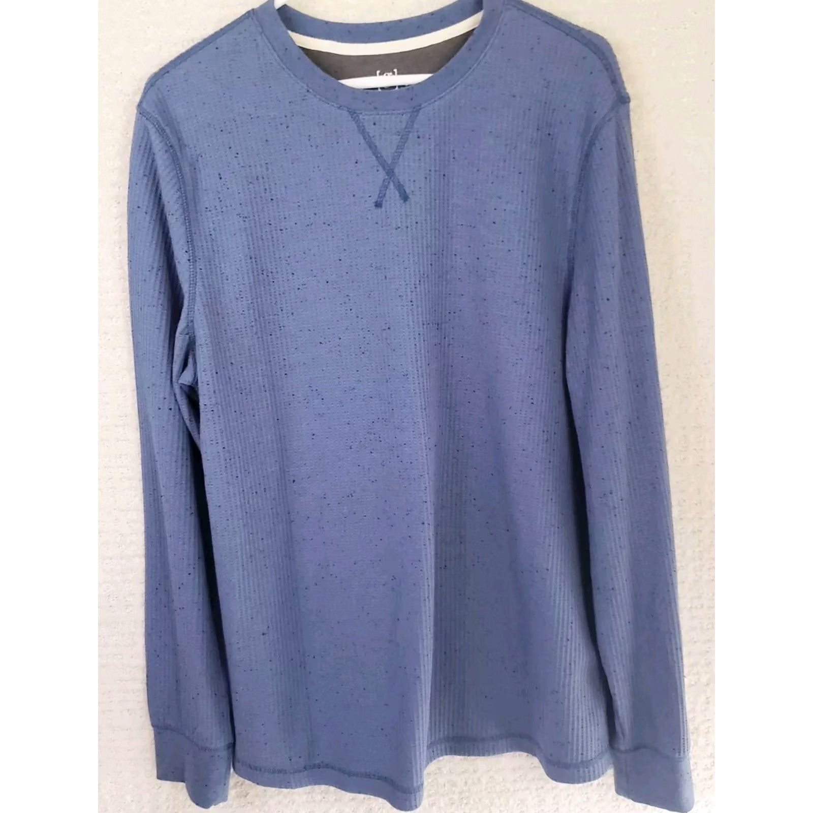 George George T Shirt Men L Heather Blue Long Sleeve Crewneck Knit Stretch Size US L / EU 52-54 / 3 - 2 Thumbnail