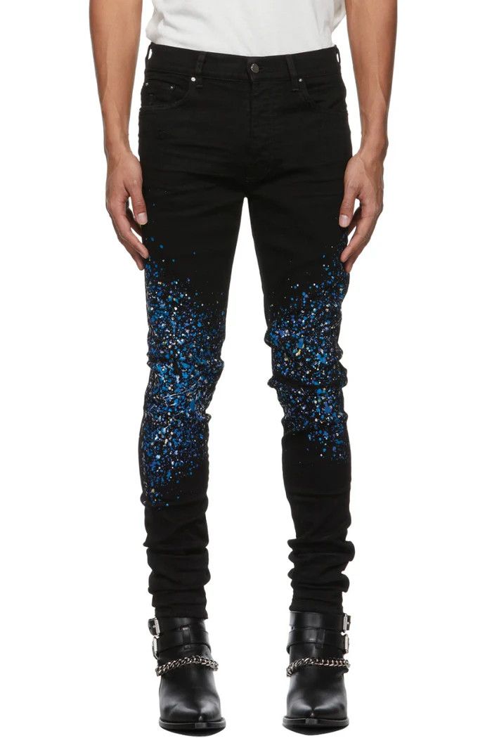 Amiri o1wfsh0625 Crystal Painter Jeans in Black Size US 32 / EU 48 - 2 Thumbnail