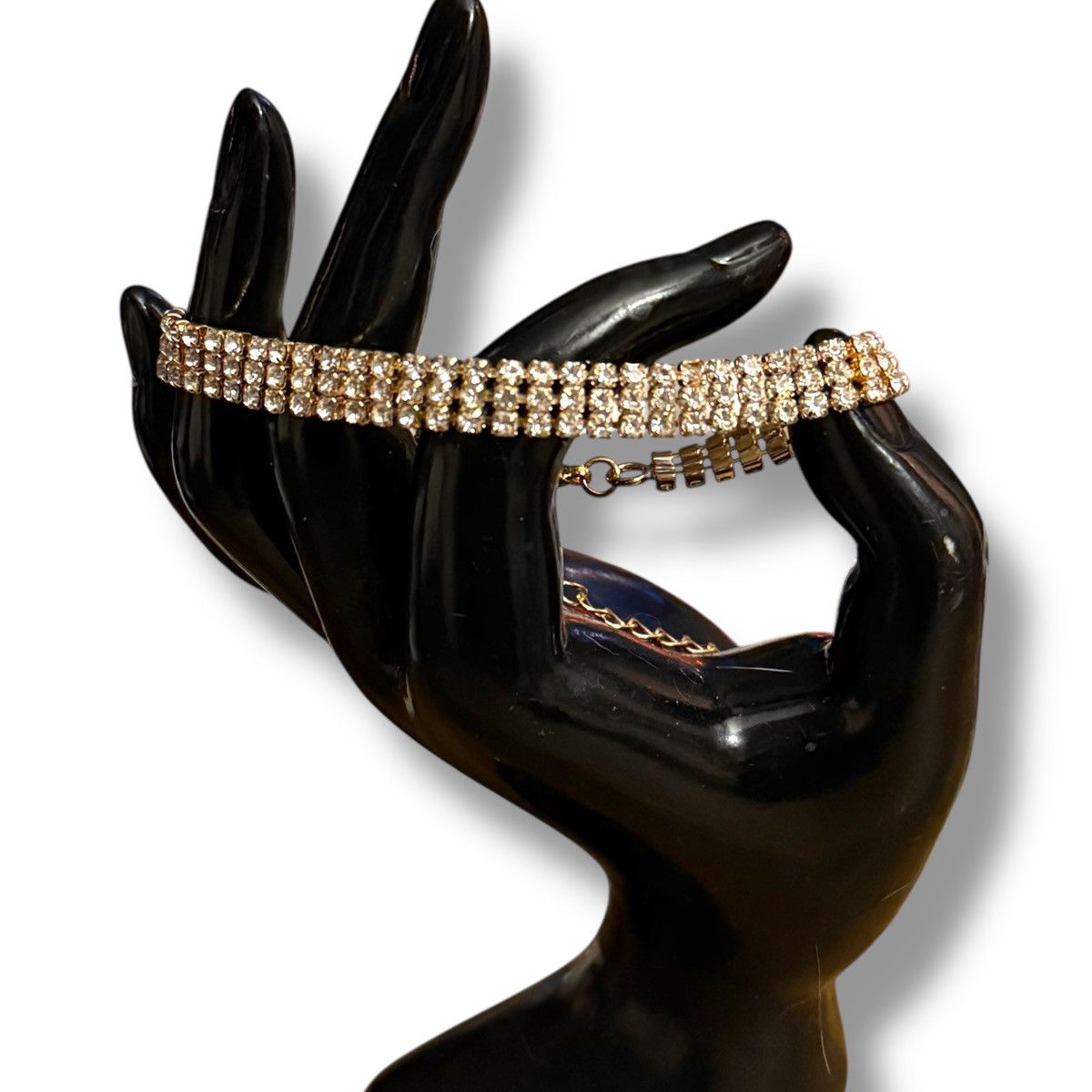Other Gold tone triple row rhinestone tennis bracelet Size ONE SIZE - 2 Thumbnail