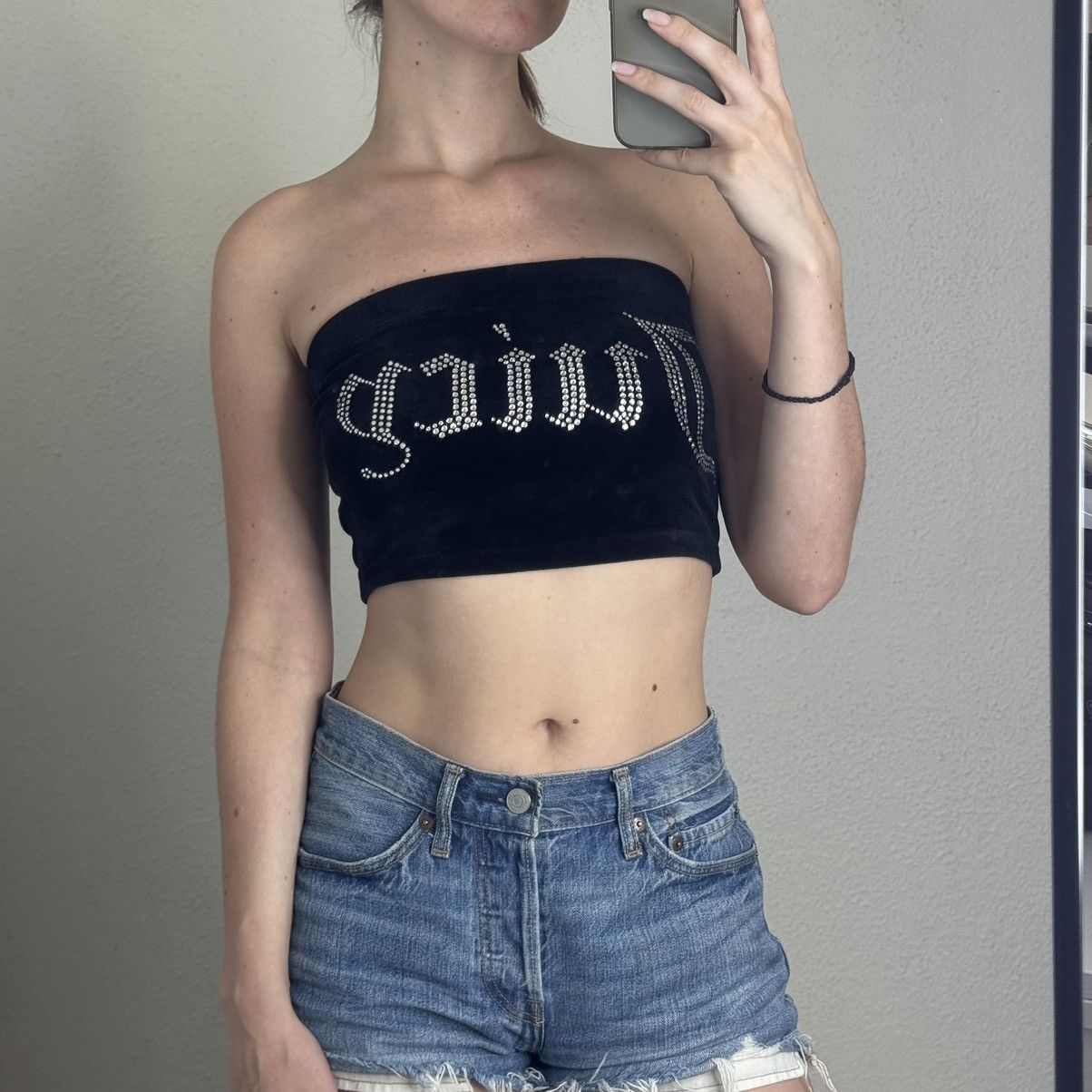 Juicy Couture JUICY COUTURE Cropped Tank In Hot Black Rhine Stone Big Logo Size XS / US 0-2 / IT 36-38 - 1 Thumbnail
