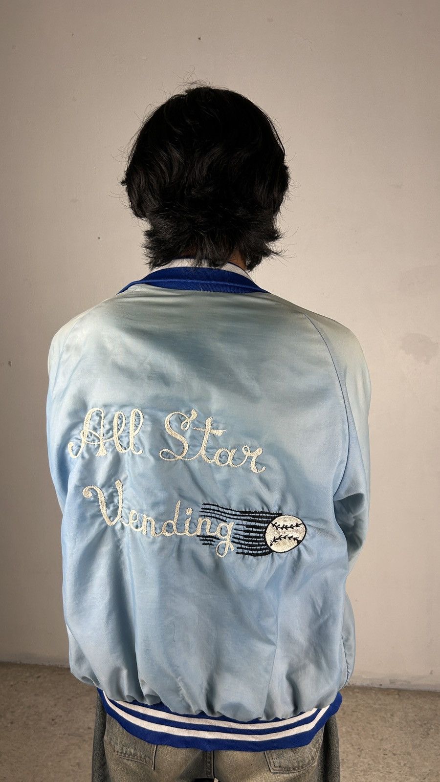 Vintage 1980s Thrashed Baseball Chainstitch Varsity Jacket Size US L / EU 52-54 / 3 - 7 Thumbnail