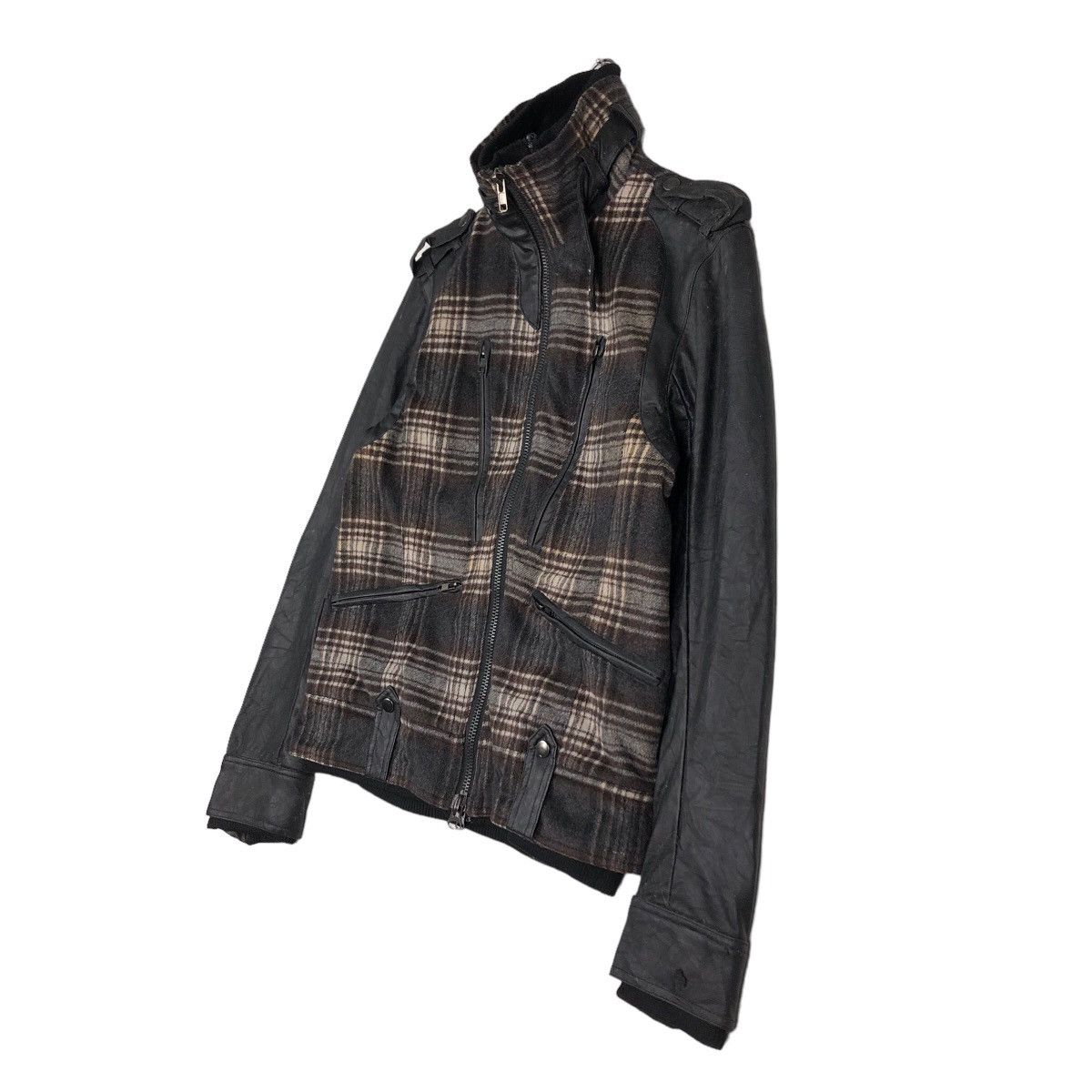 Japanese Brand 🔥Vintage Biker Jacket Leather Handling BreathMint Tartan Size US M / EU 48-50 / 2 - 2 Thumbnail
