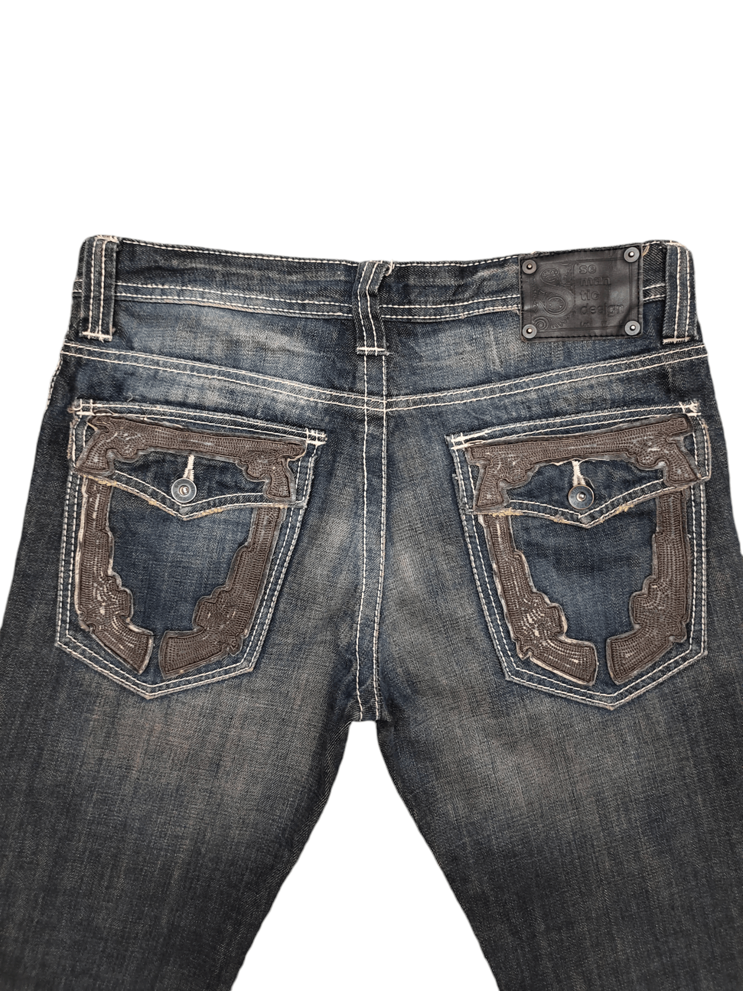 semanticdesign Flare Jeans Semantic Design Gun Embroidered Distress Bootcut Size US 31 - 17 Thumbnail
