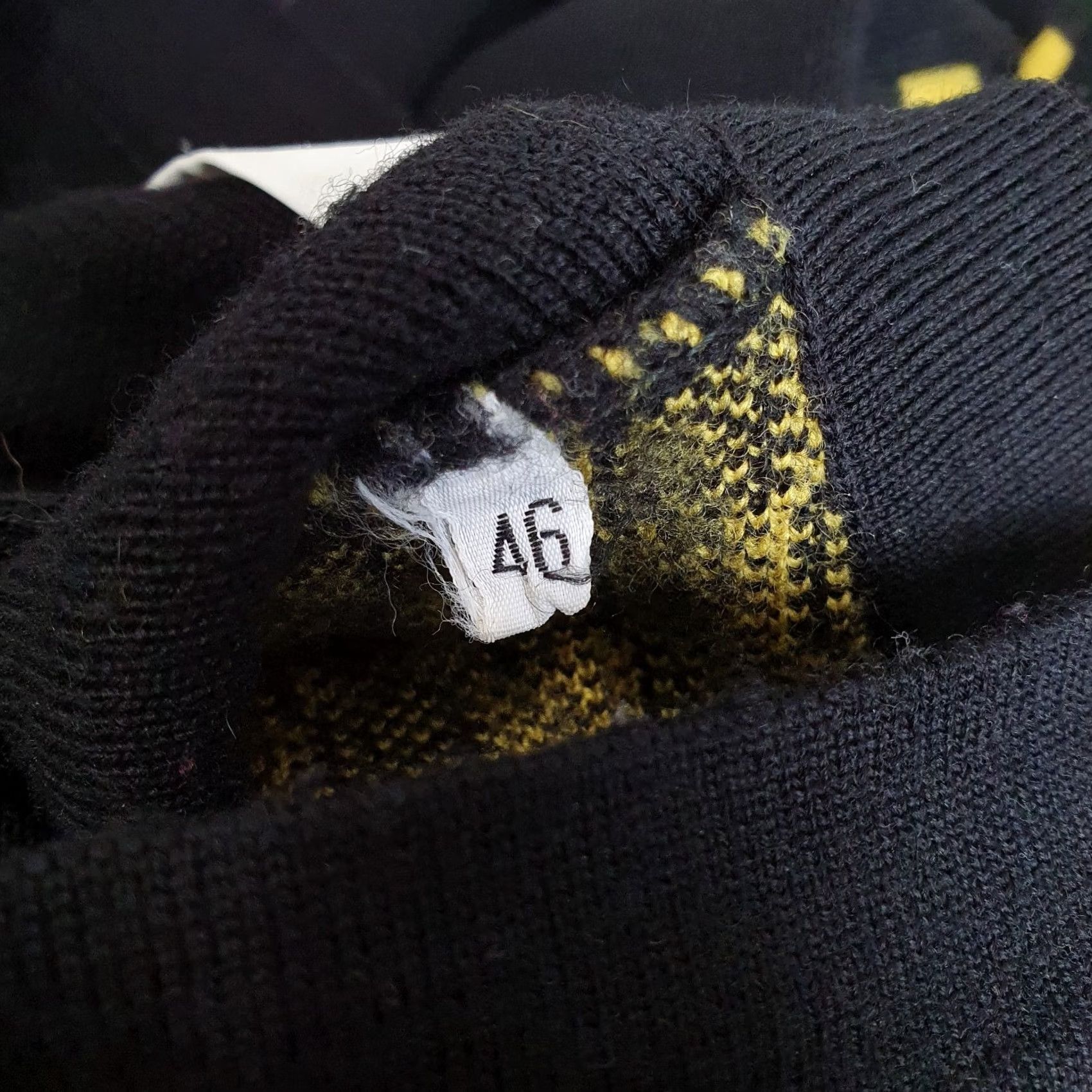 Vintage Cento By Iceberg Dress Womens Black Yellow Checkboard Knitted Mini Long Sleeve V-Neck Pullover Pockets Casual 46 XS? Size L / US 10 / IT 46 - 4 Thumbnail