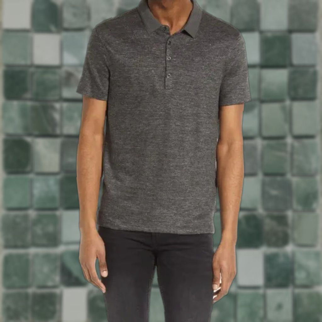 John Varvatos John Varvatos Polo Shirt Linen Steel Grey Men XL Short Sleeve Knit 1/4 Zip Designer Grunge Vintage: No Regular Shirts Mens Size US XL / EU 56 / 4 - 1 Thumbnail
