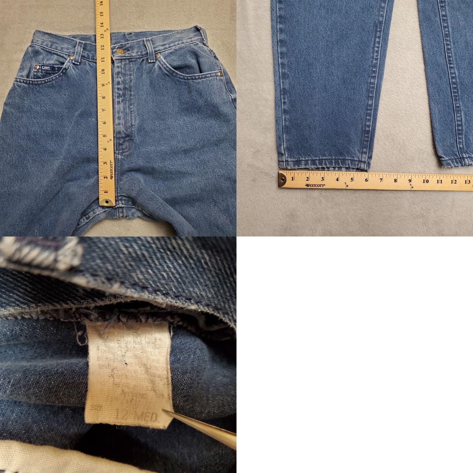 Lee VINTAGE Lee Jeans Womens 12 High Rise 28x29 Blue Denim Mom USA 90s Jeans Womens Tips: Pockets, Regular, Cotton, Zip, Medium Wash Size 34" / US 12 / IT 48 - 9 Thumbnail