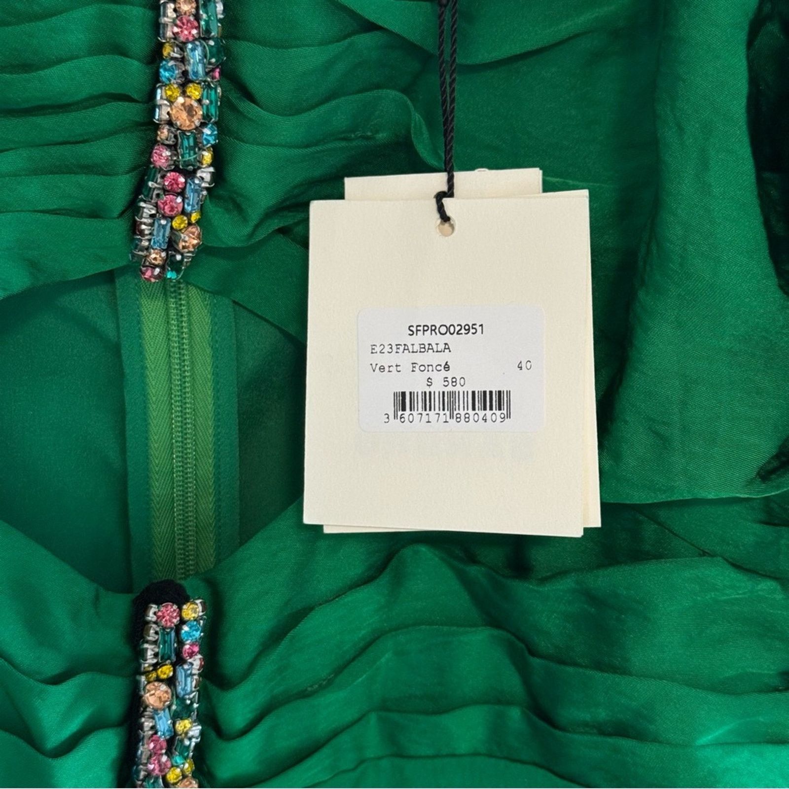 Sandro NWT! Sandro Elegant Green Puff Sleeve Dress, Size 40 Size M / US 6-8 / IT 42-44 - 8 Thumbnail