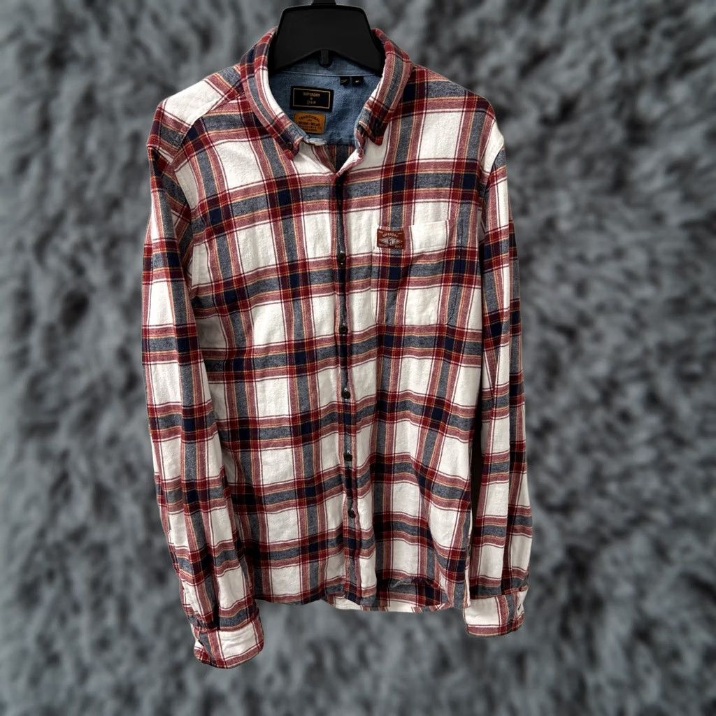 Superdry VINTAGE Superdry Shirt Mens M Red Flannel Plaid Button-Down Pocket L/S Size US M / EU 48-50 / 2 - 1 Thumbnail