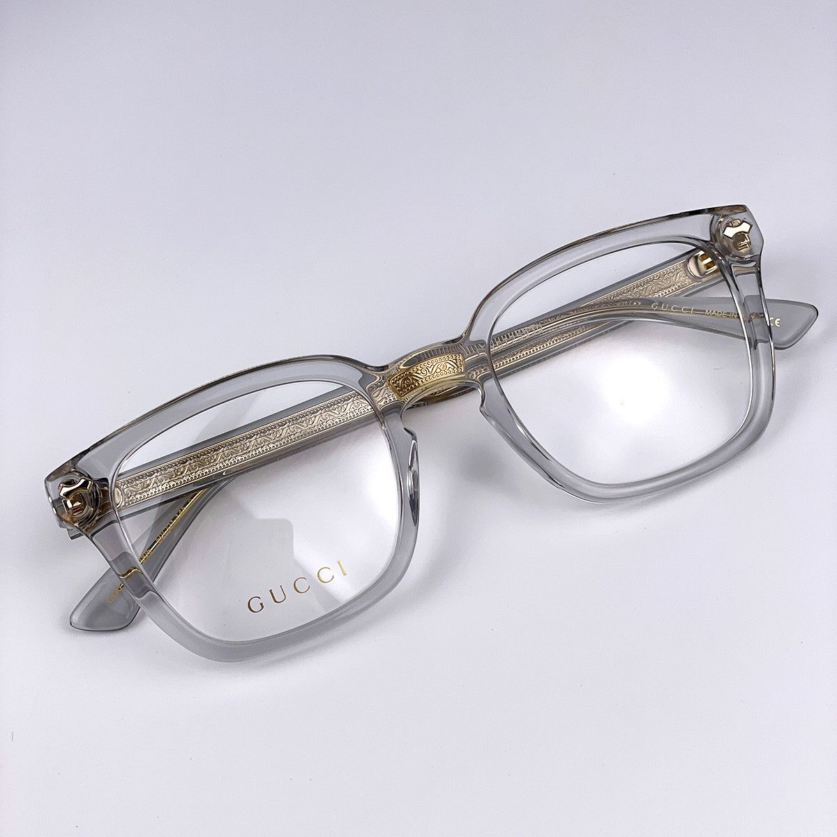 Gucci NEW Gucci GG0184O 005 Gold Square Unisex Eyeglasses Size ONE SIZE - 5 Thumbnail