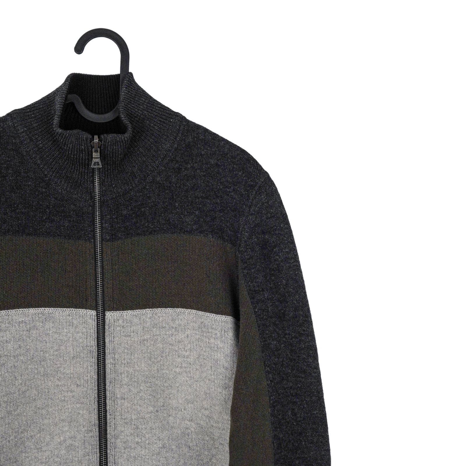 Prada Prada Milano Black Gray Wool Knit Reverse Double Zip Sweater Size US M / EU 48-50 / 2 - 8 Thumbnail