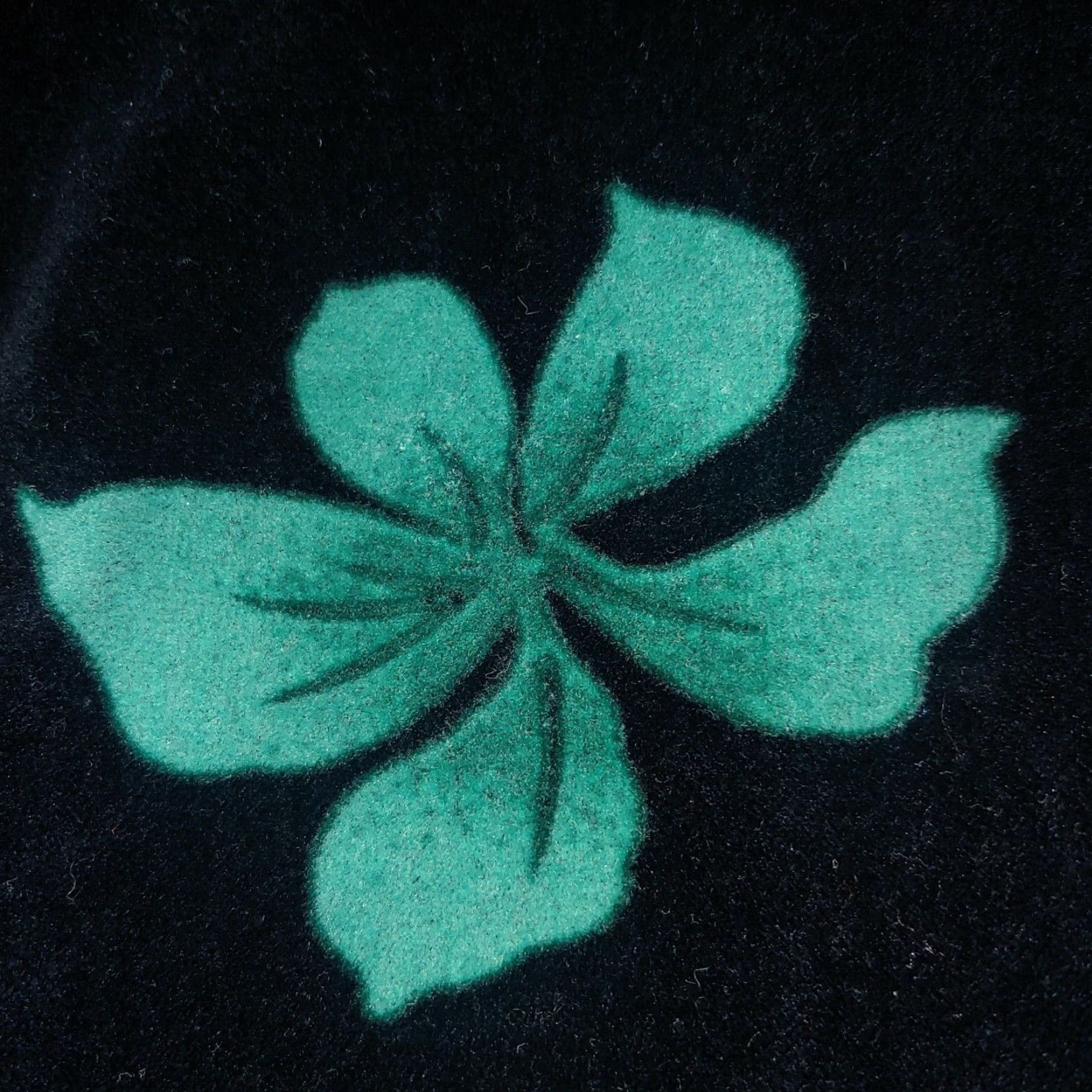 Velour VINTAGE Robe Women Long Velour Black Teal Floral Button Belt Hawaiian Plumeria Size ONE SIZE - 7 Thumbnail