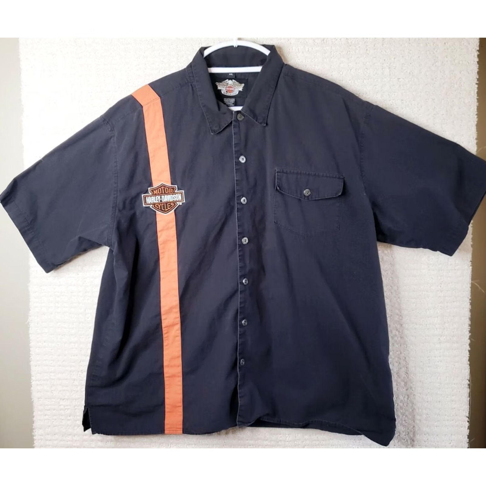 Harley Davidson Harley-Davidson Motorcycles Mechanic Shirt Men's Size 2XL Black Orange Stripe Logo Size US XXL / EU 58 / 5 - 2 Thumbnail