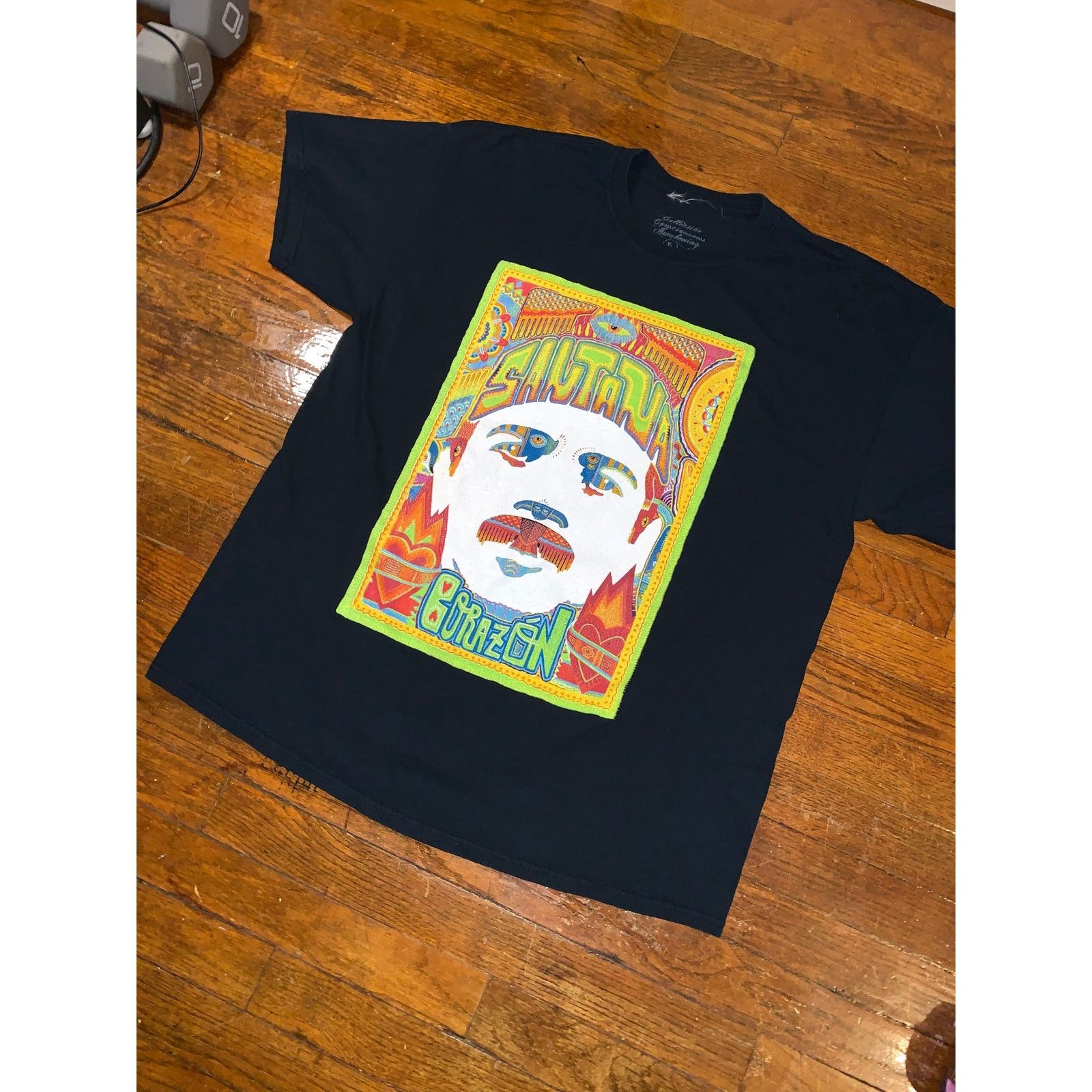 Band Tees Santana Corazon Tour 2014 T Shirt XL Psychedelic Black Size US XL / EU 56 / 4 - 4 Thumbnail