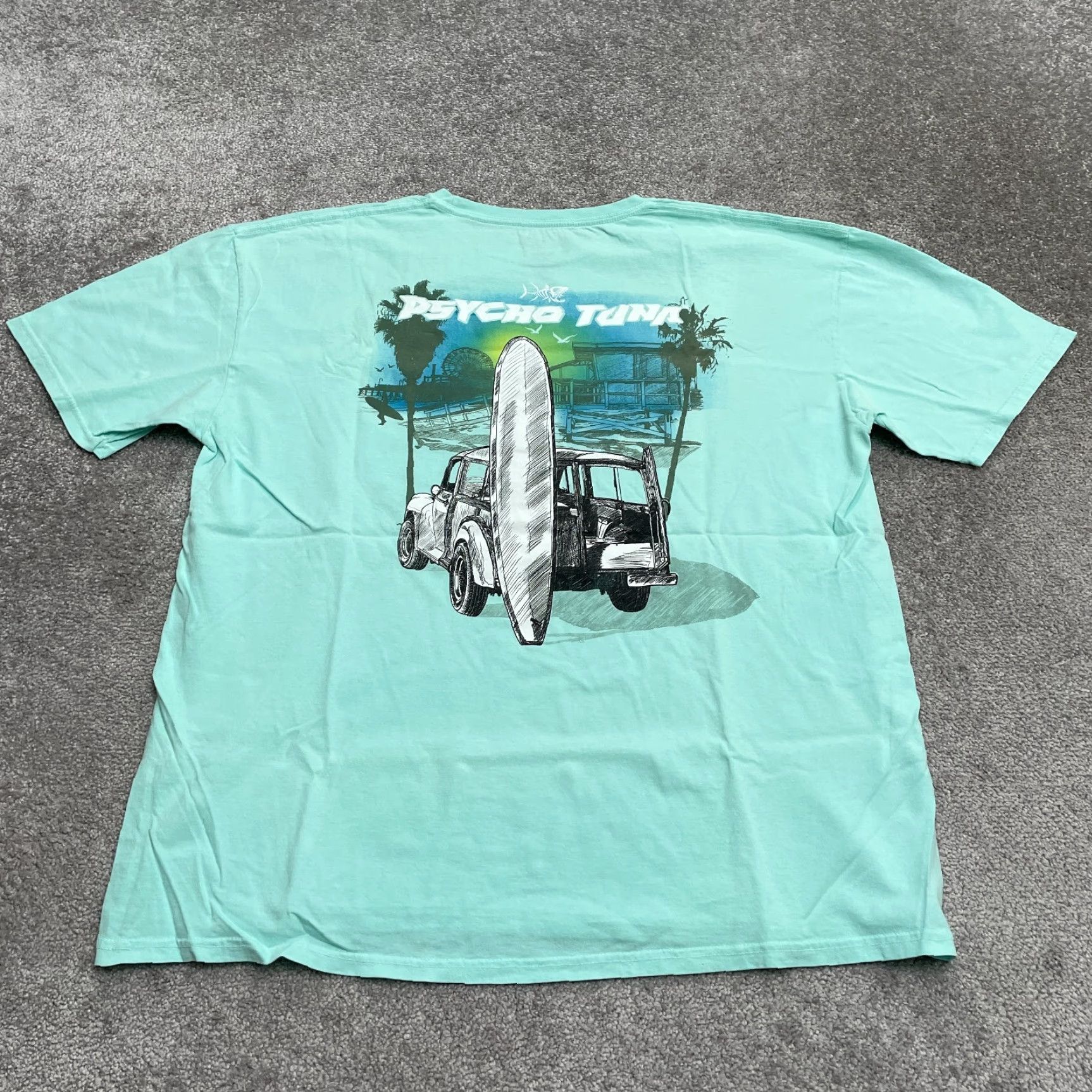 Vintage Psycho Tuna T-Shirt Mens XL Green Mint Crew Neck Short Sleeve Cotton Tee Size US XL / EU 56 / 4 - 2 Thumbnail