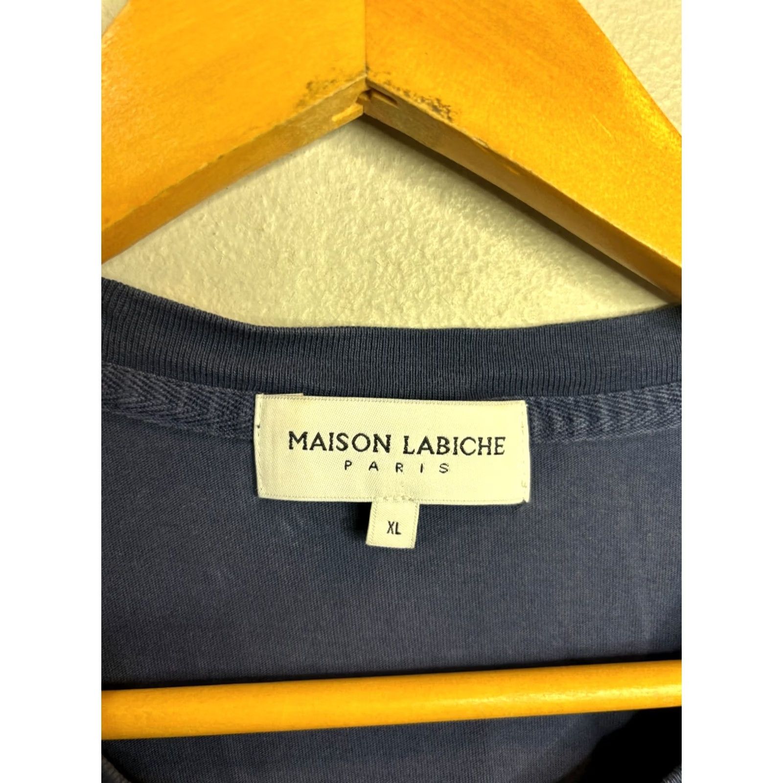 Maison Labiche Maison Labiche T-Shirt Men XL Navy Blue Embroidered Cotton Crew Neck Short Sleeve 1216 Size US XL / EU 56 / 4 - 3 Thumbnail