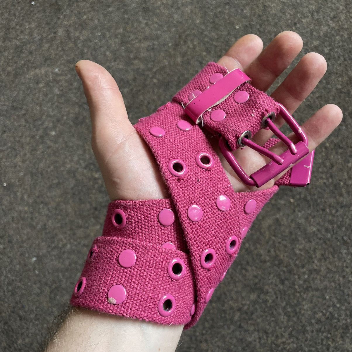 Vintage Vintage Y2K Hot Pink Studded Belt Punk Rave Archive Baggy OS Size ONE SIZE - 5 Thumbnail