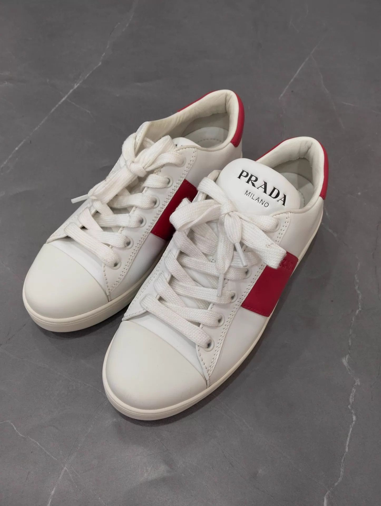 Prada Prada Red White Colorblock Sneakers 36.5 Size US 6 / IT 36 - 1 Thumbnail